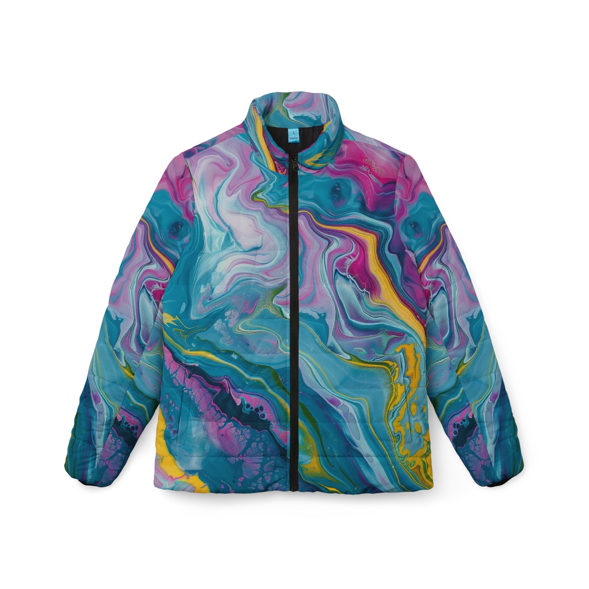 Printify Vibrant Marbled Puffer Jacket 2025