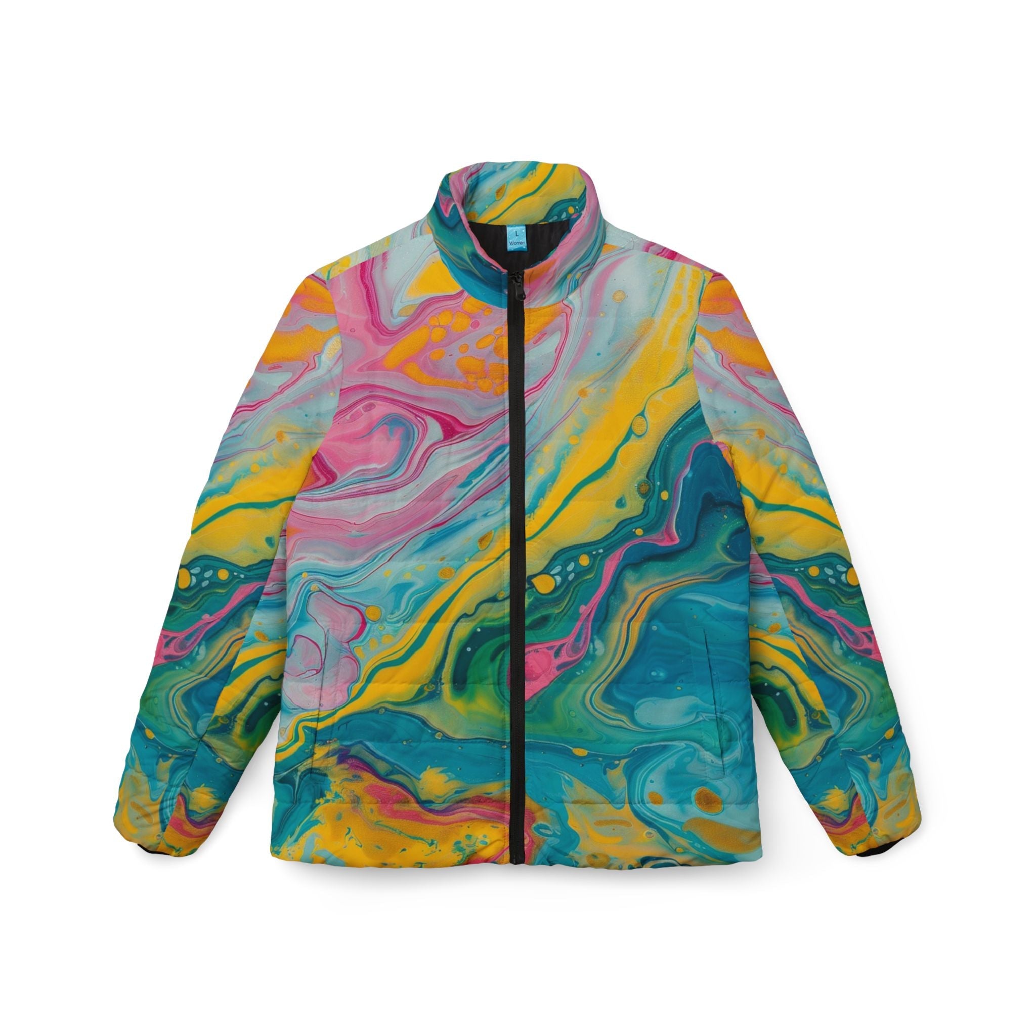 Printify Vibrant Marbled Puffer Jacket 2025