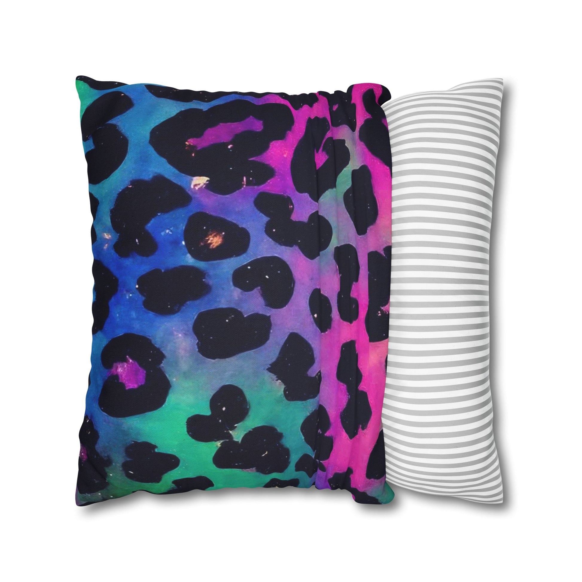 Vibrant Multicolored Leopard Print Throw Pillow, Artsulli - Art is Long, Life is Short, Home Decor, , , , , , , 