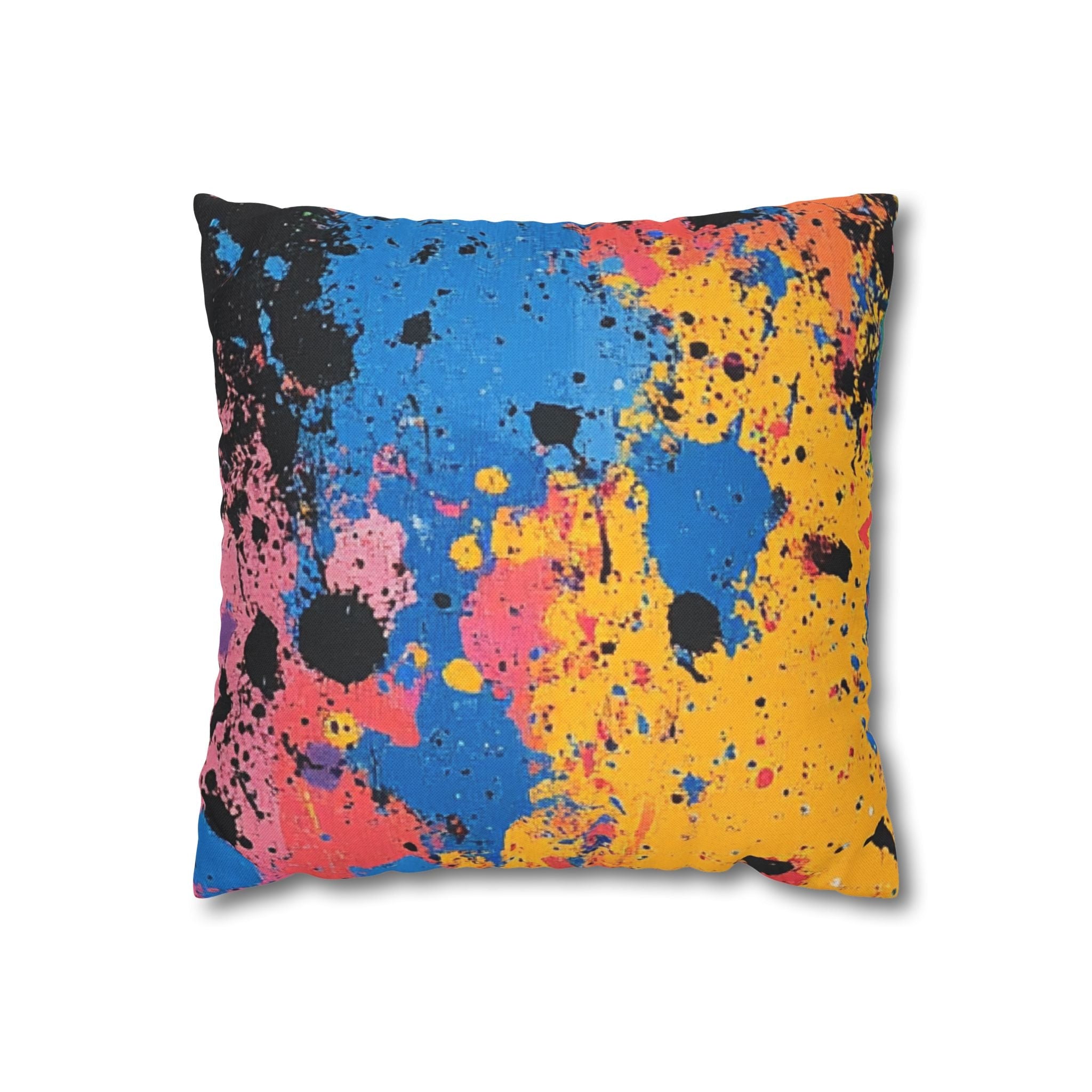 Vibrant Paint Splatter Throw Pillow, Artsulli - Art is Long, Life is Short, Home Decor, Size, 14" × 14", , , , , 17928298914116452190