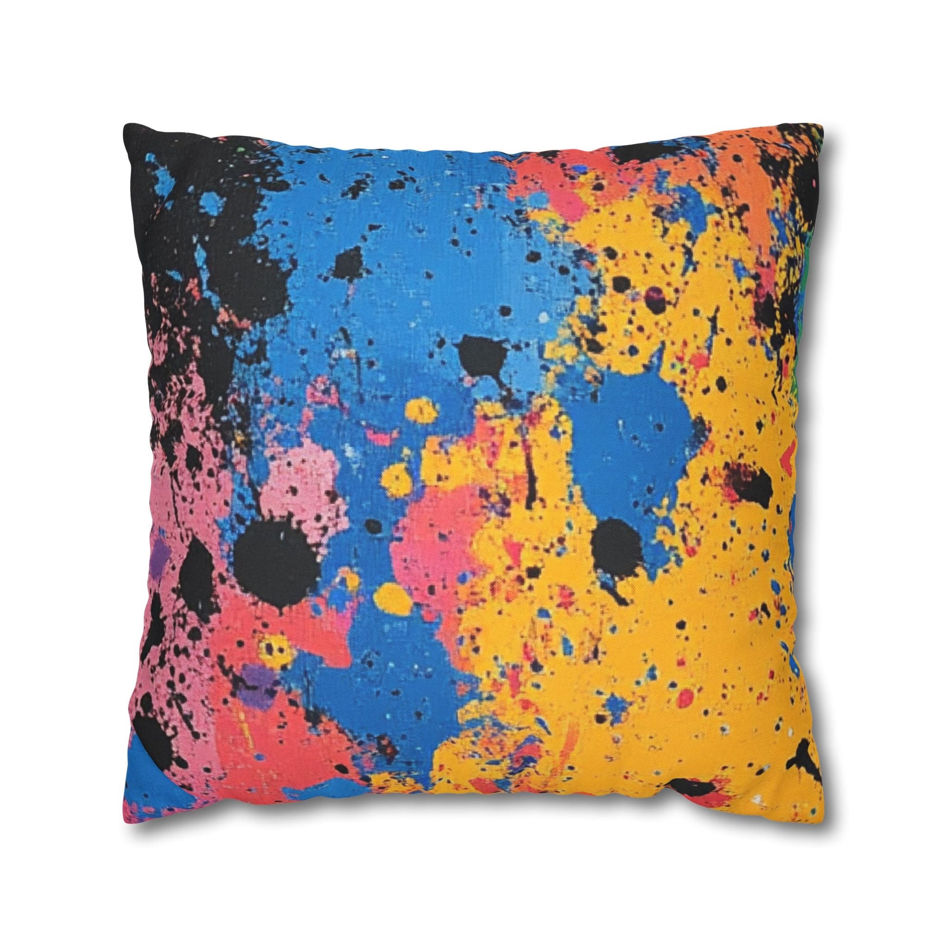 Vibrant Paint Splatter Throw Pillow, Artsulli - Art is Long, Life is Short, Home Decor, Size, 20" × 20", , , , , 20999218956259069369