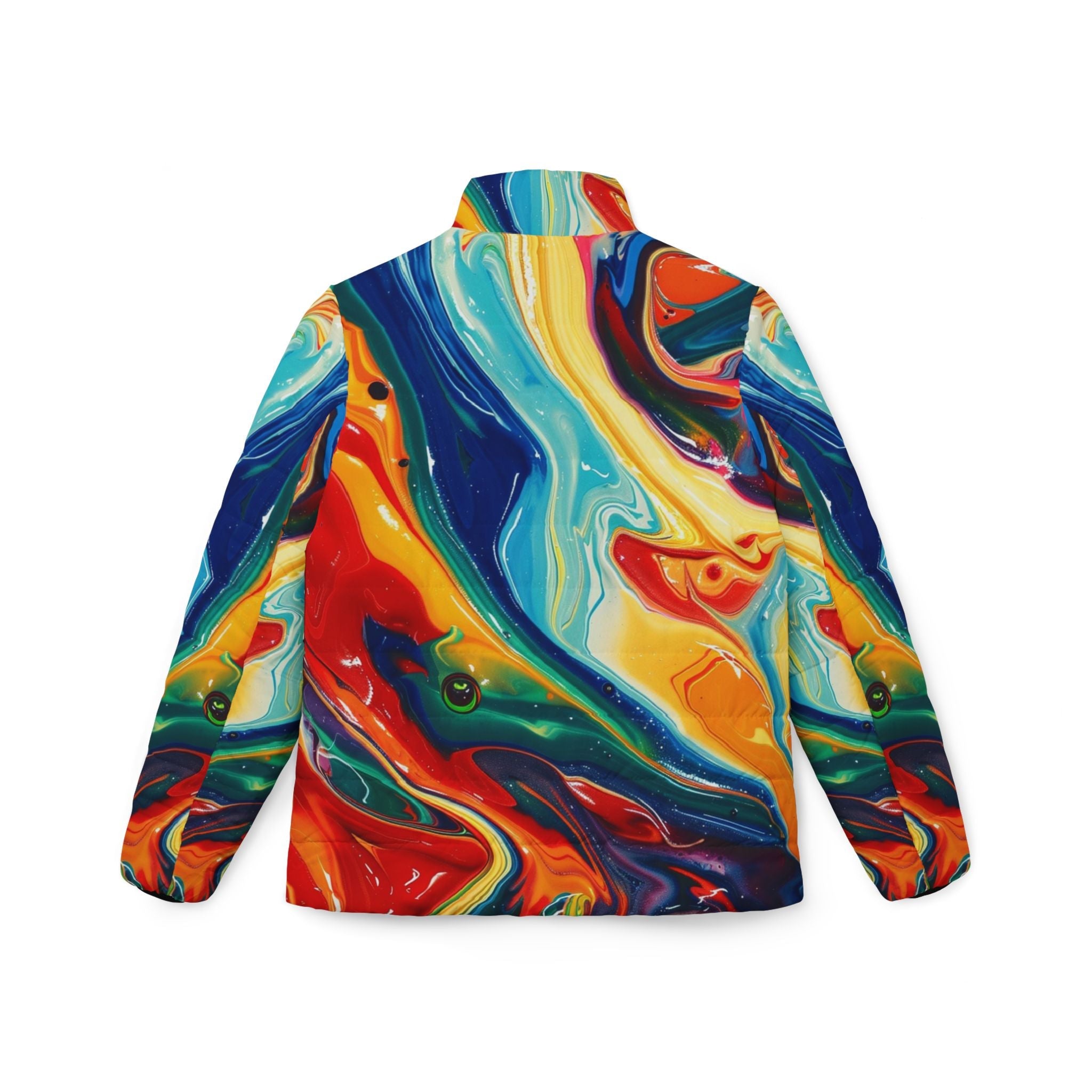 Vibrant Patterned Puffer Jacket, Artsulli - Art is Long, Life is Short, All Over Prints, , , , , , , 