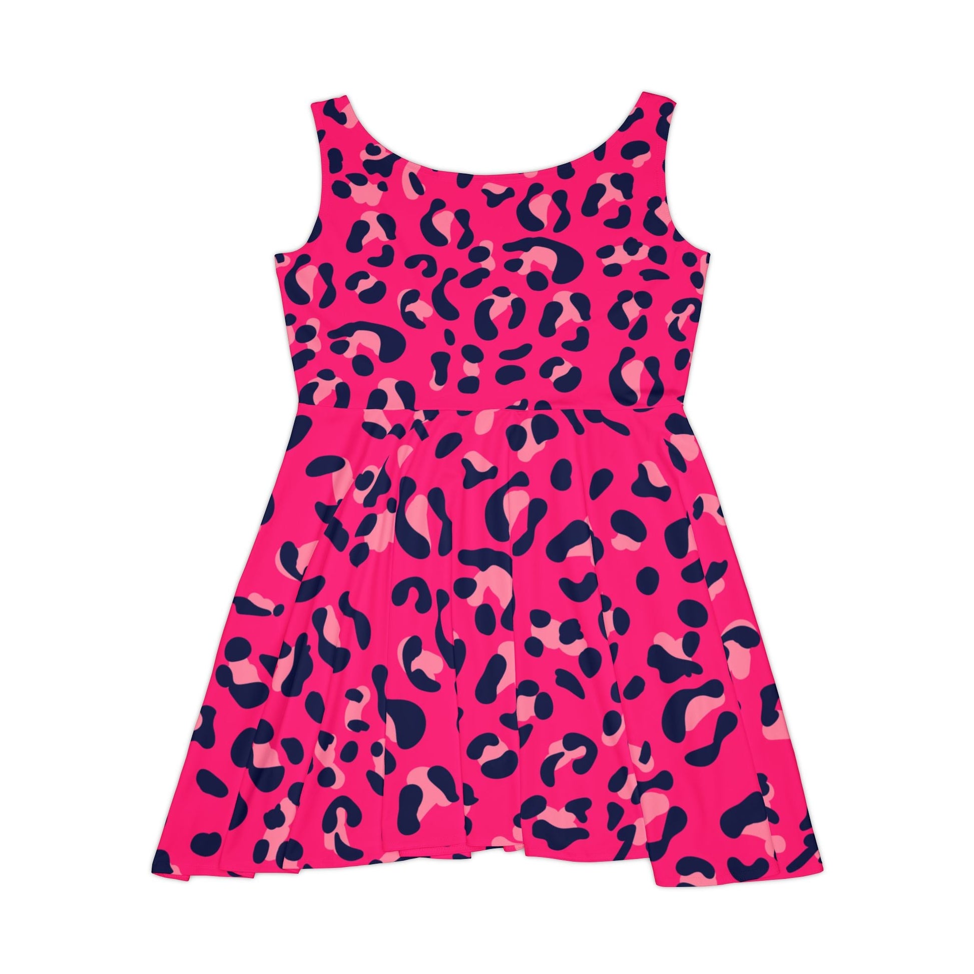 Vibrant Pink and Blue Leopard Skater Dress, Artsulli - Art is Long, Life is Short, All Over Prints, , , , , , , 
