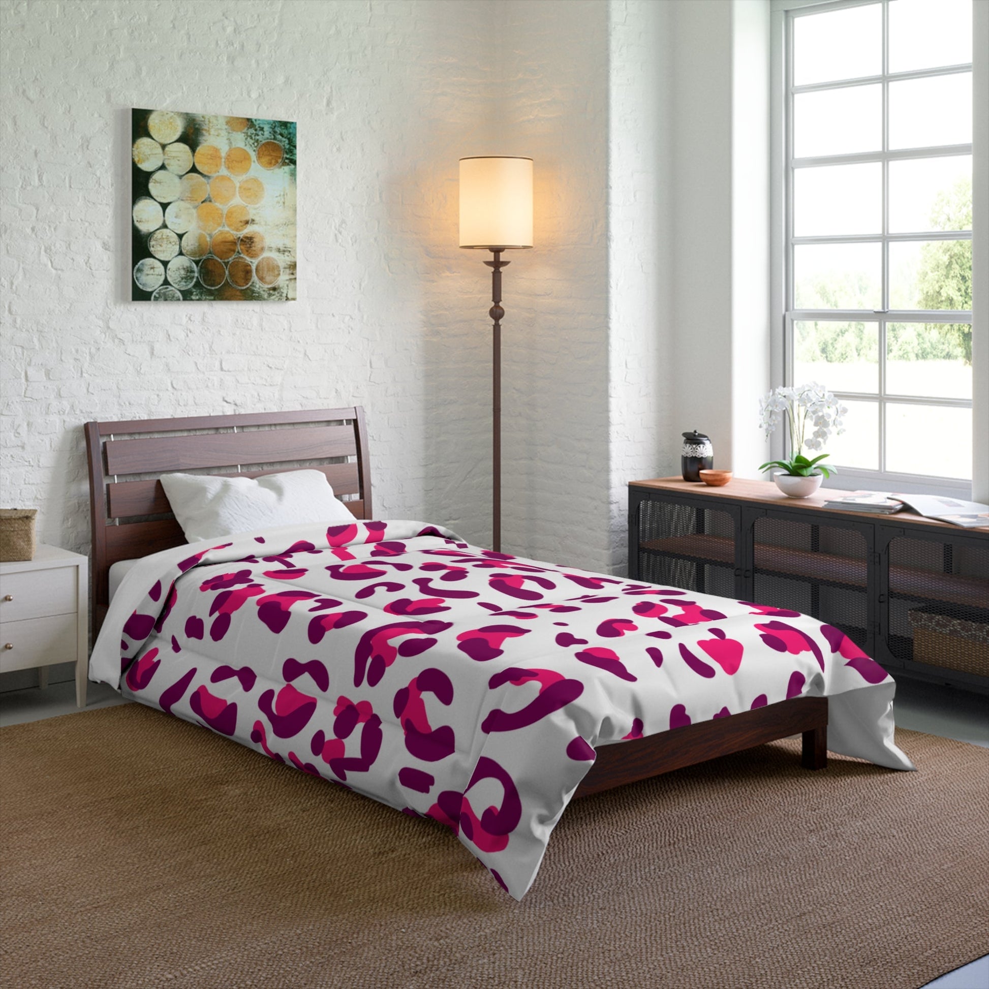 JAKKOUTTHEBXX Vibrant Pink and Purple Leopard Print Comforter 2025