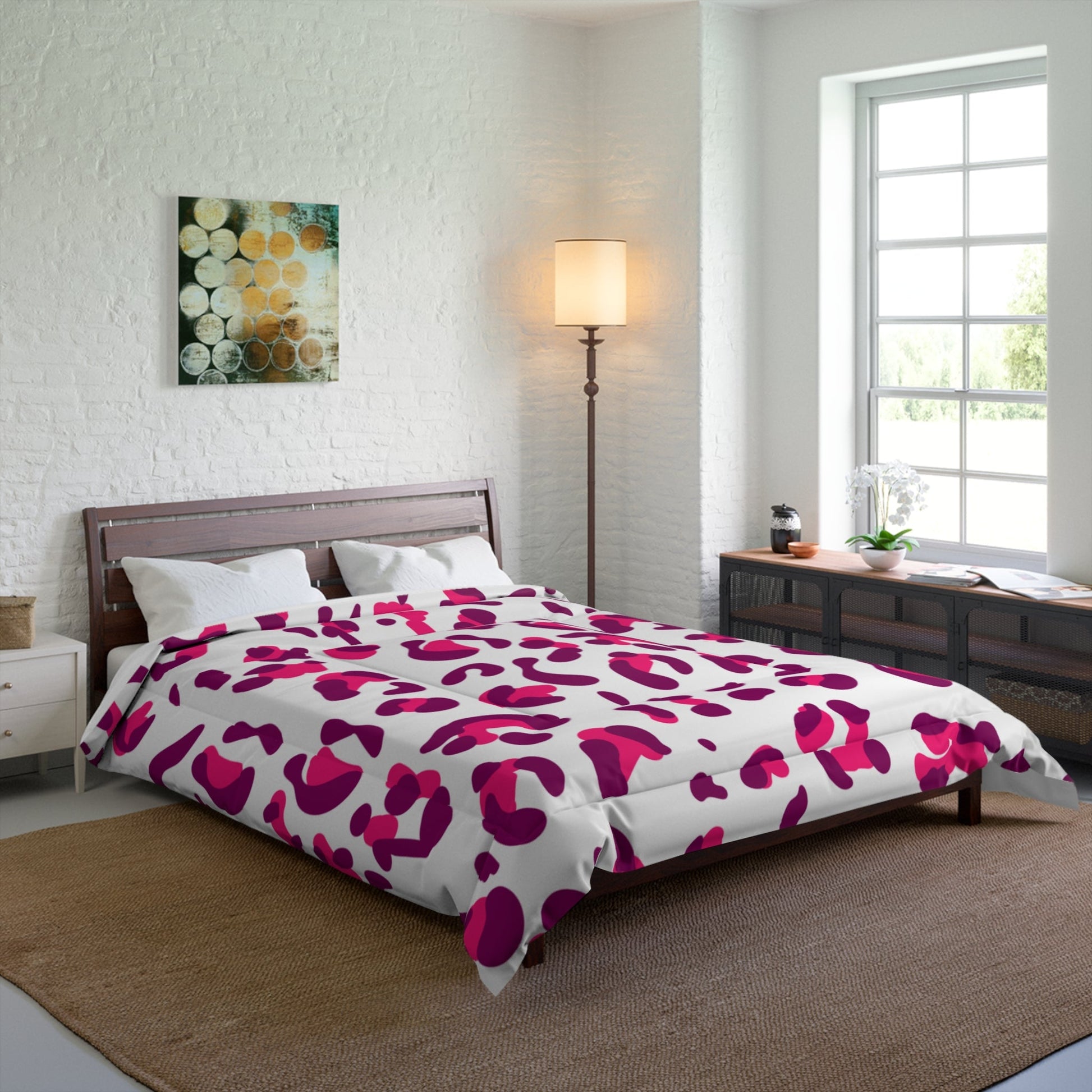 JAKKOUTTHEBXX Vibrant Pink and Purple Leopard Print Comforter 2025