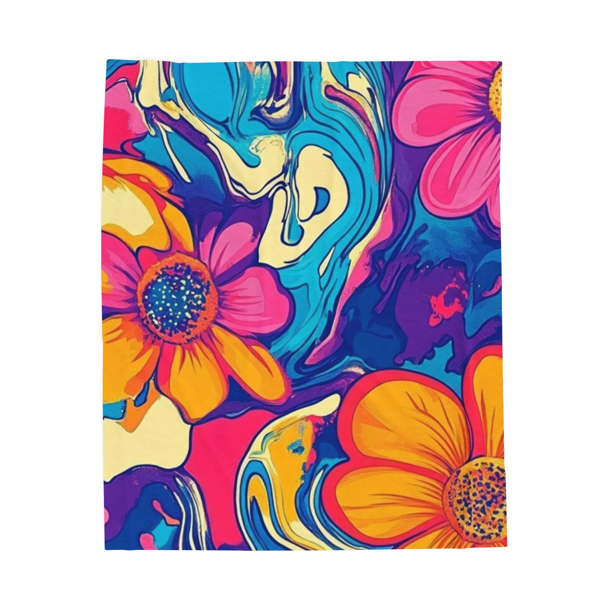 Printify Vibrant Psychedelic Floral Blanket 2025