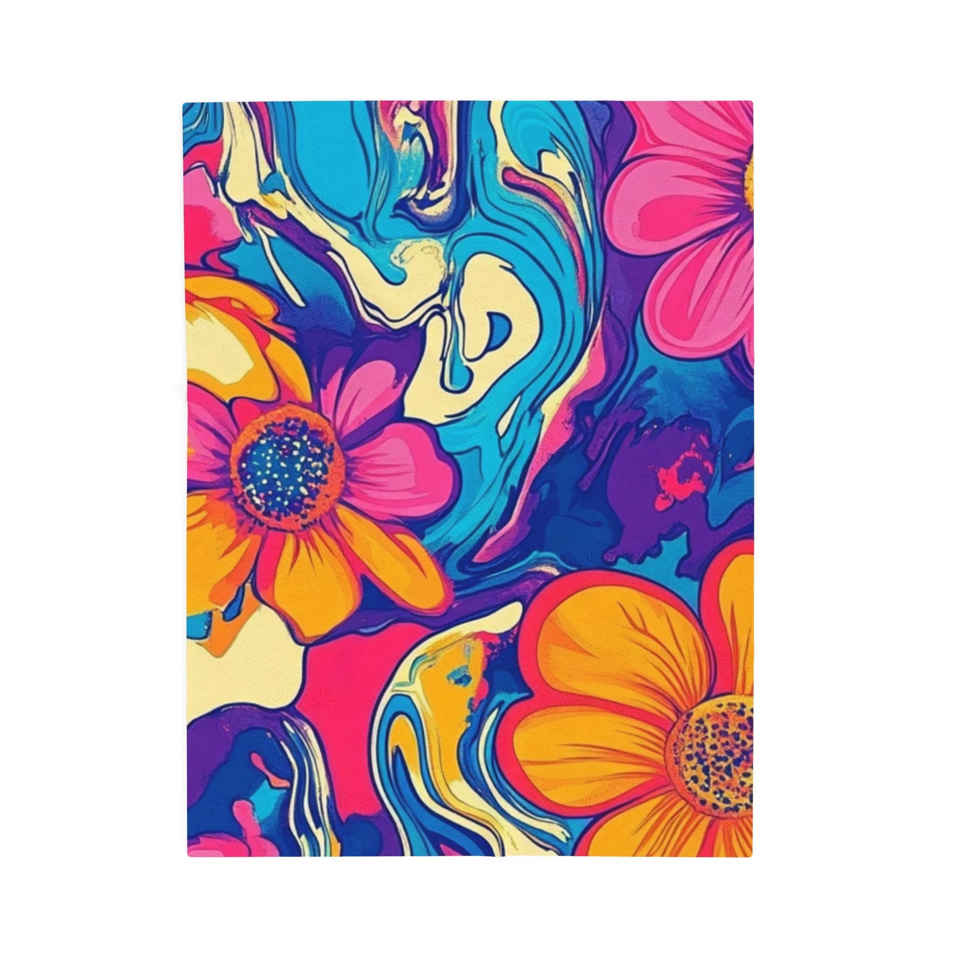 Vibrant Psychedelic Floral Blanket, Artsulli - Art is Long, Life is Short, All Over Prints, Size, 30" × 40", , , , , 20664148401202591853