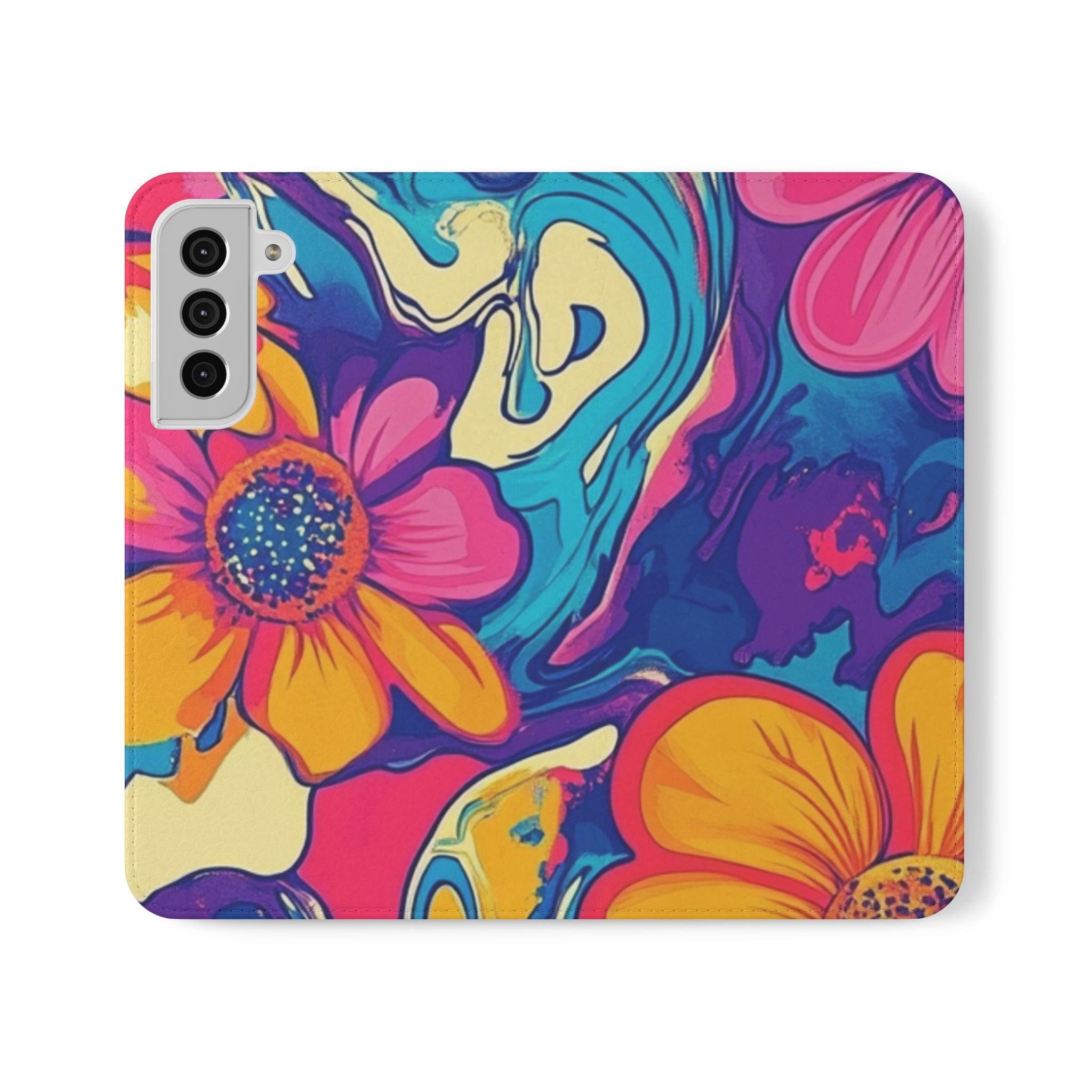 Vibrant Psychedelic Floral Flip Cases, Artsulli - Art is Long, Life is Short, Phone Case, Size, Samsung Galaxy S22 Plus, , , , , 17955435675790202751