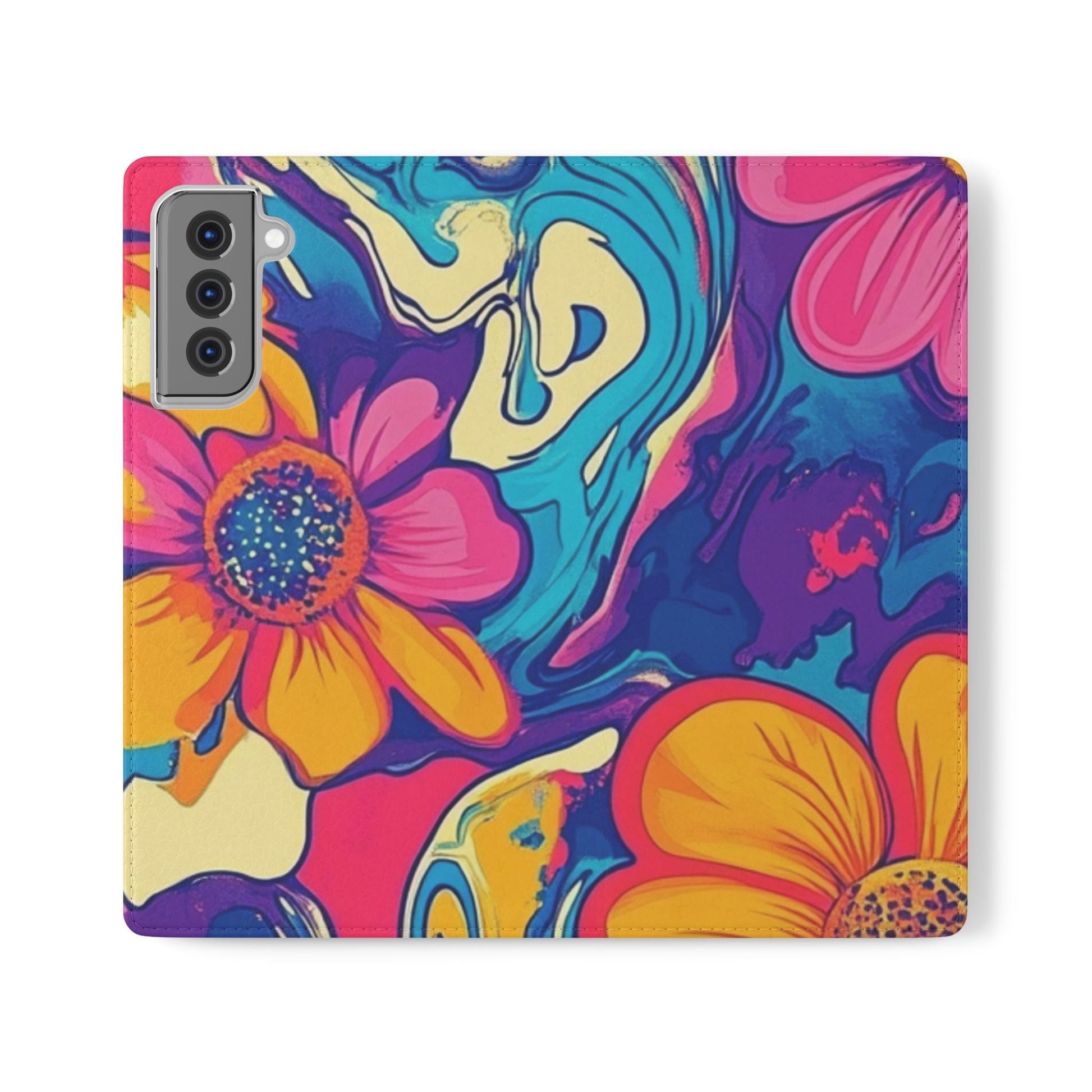 Vibrant Psychedelic Floral Flip Cases, Artsulli - Art is Long, Life is Short, Phone Case, Size, Samsung Galaxy S21 Plus, , , , , 16440751902803229752