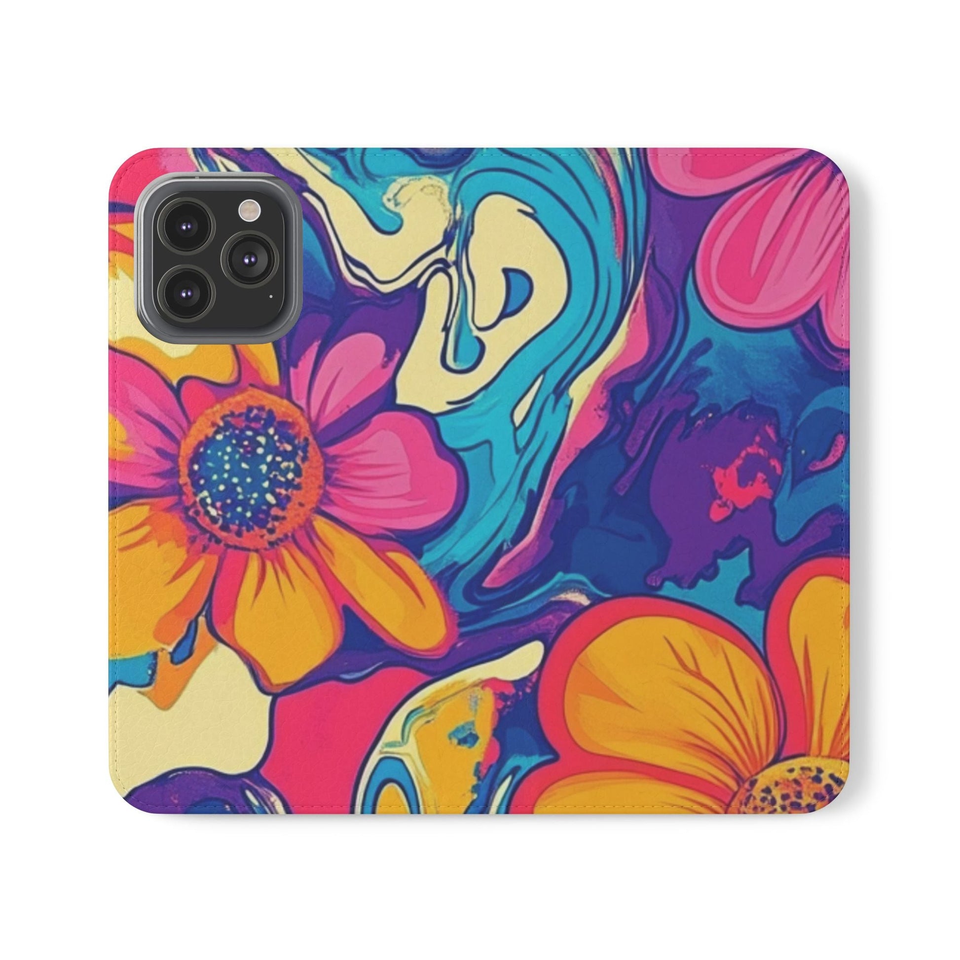 Vibrant Psychedelic Floral Flip Cases, Artsulli - Art is Long, Life is Short, Phone Case, Size, iPhone 13 Pro Max, , , , , 25335885616532536045