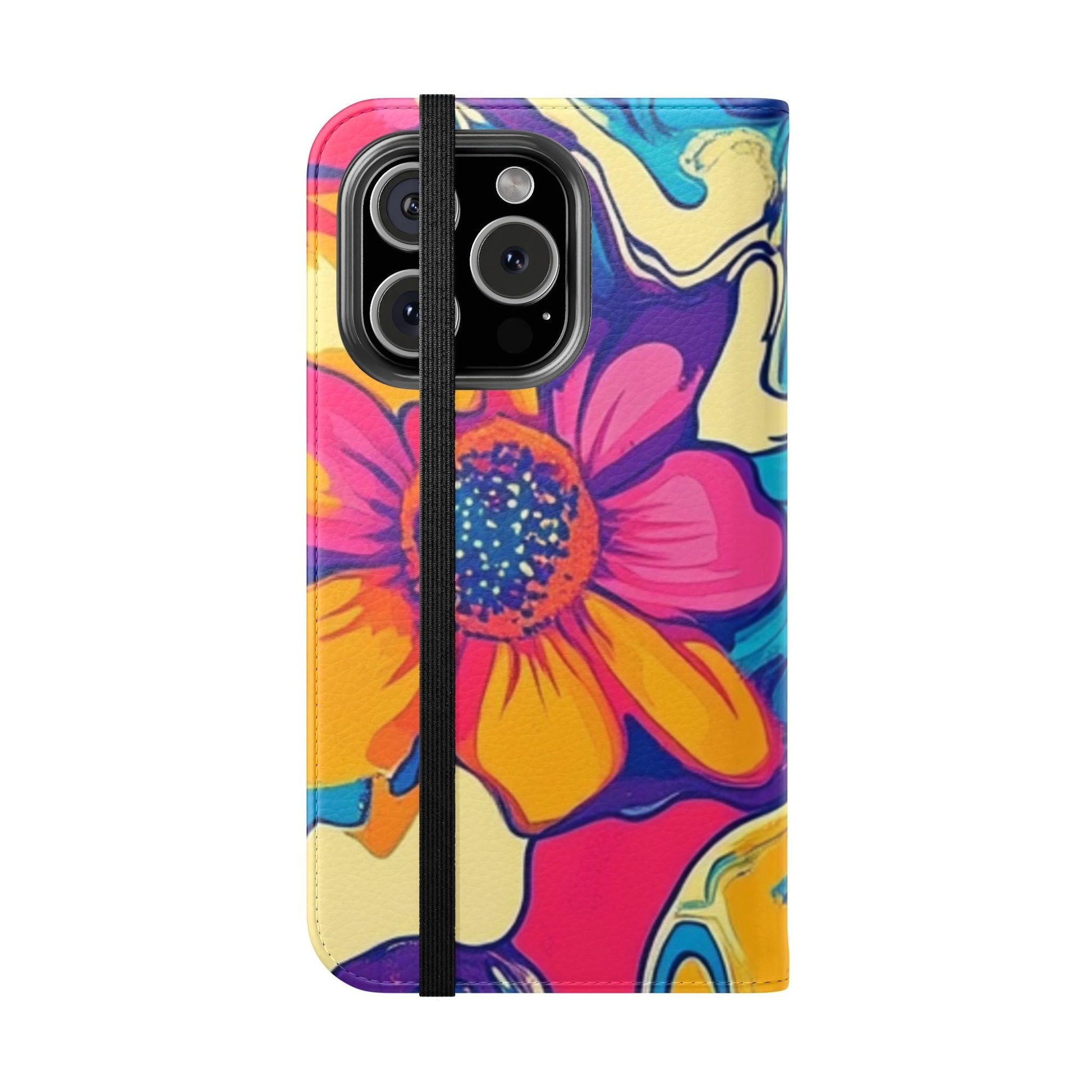 Vibrant Psychedelic Floral Flip Cases, Artsulli - Art is Long, Life is Short, Phone Case, , , , , , , 