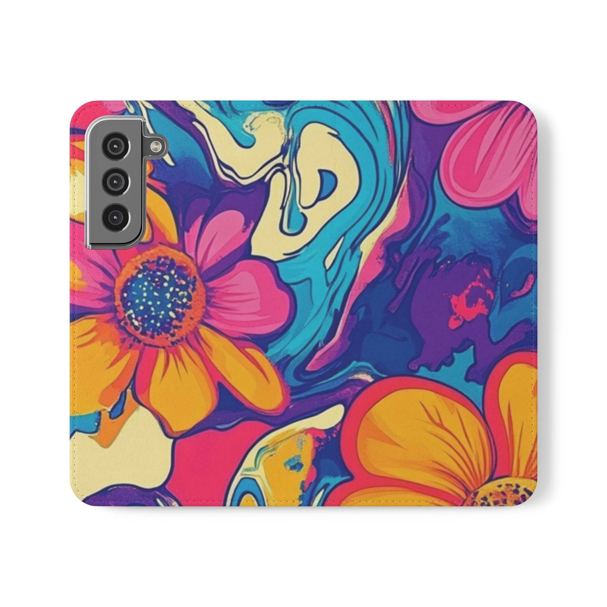 Vibrant Psychedelic Floral Flip Cases, Artsulli - Art is Long, Life is Short, Phone Case, Size, Samsung Galaxy S22, , , , , 56838574039986047708