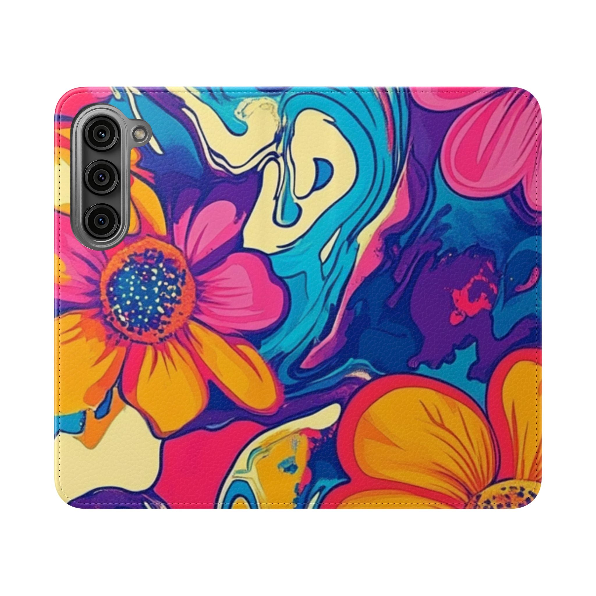 Vibrant Psychedelic Floral Flip Cases, Artsulli - Art is Long, Life is Short, Phone Case, Size, Samsung Galaxy S23, , , , , 18247995804102143707
