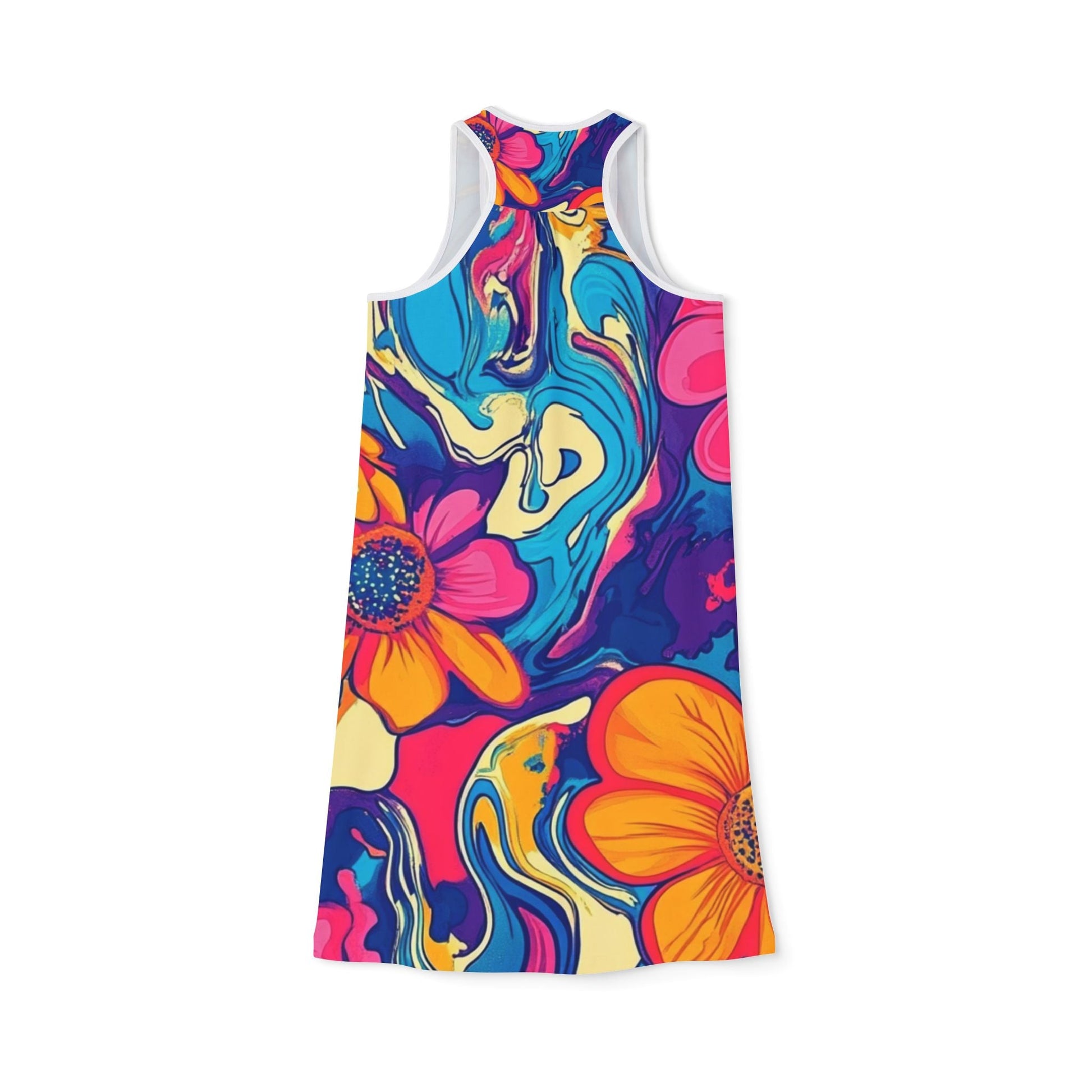 Vibrant Psychedelic Floral Tank Dress, Artsulli - Art is Long, Life is Short, Tank Top, , , , , , , 