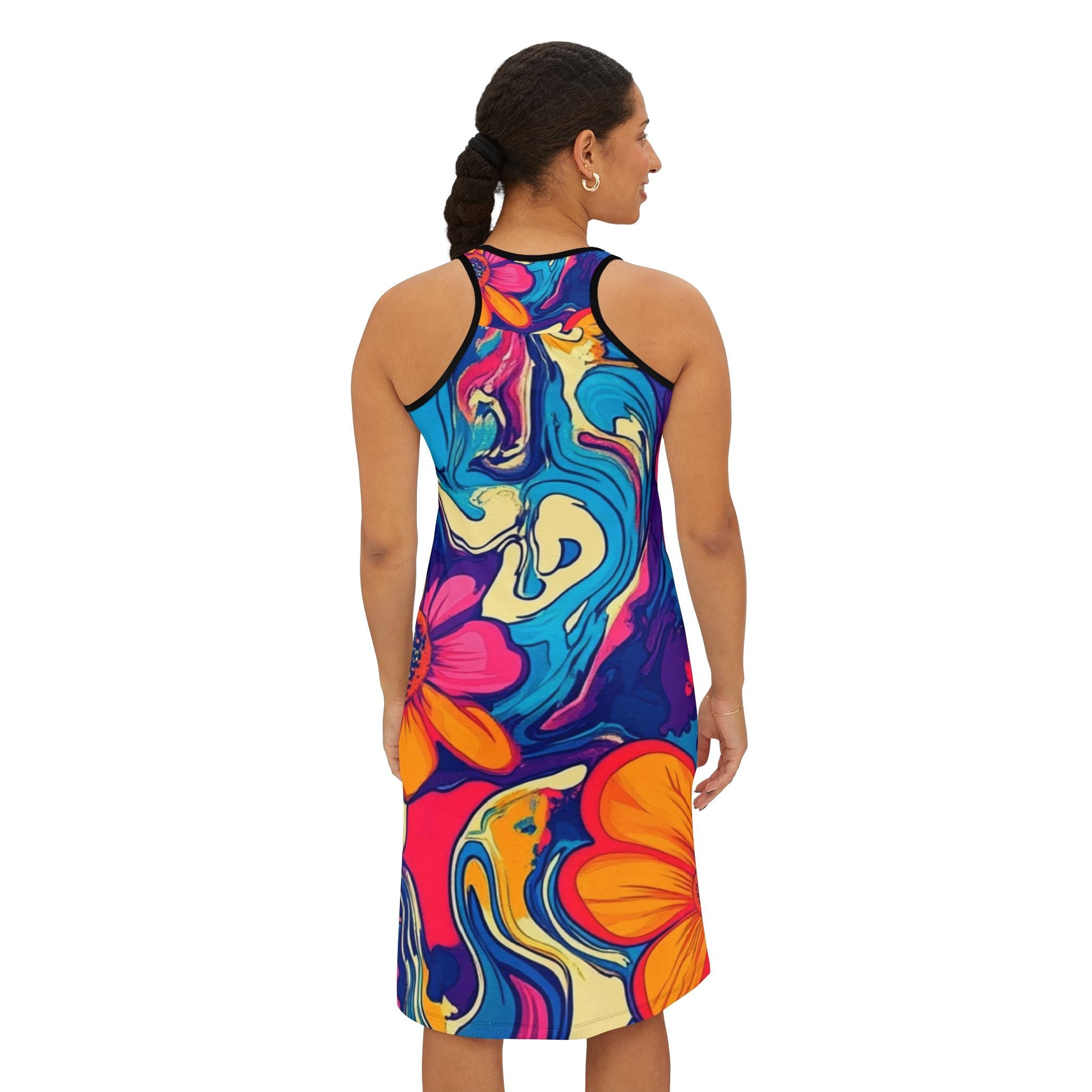 Vibrant Psychedelic Floral Tank Dress, Artsulli - Art is Long, Life is Short, Tank Top, , , , , , , 