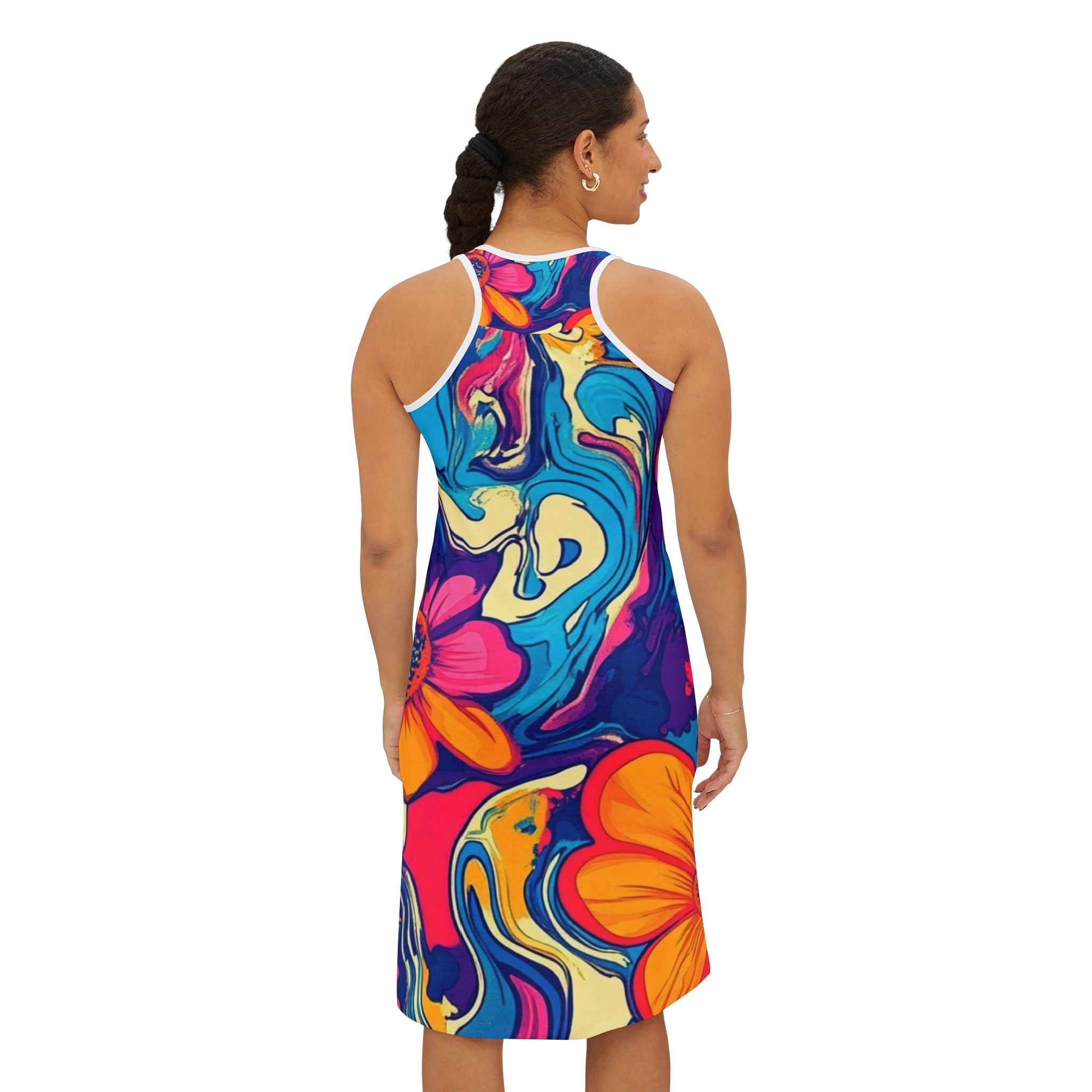 Vibrant Psychedelic Floral Tank Dress, Artsulli - Art is Long, Life is Short, Tank Top, , , , , , , 