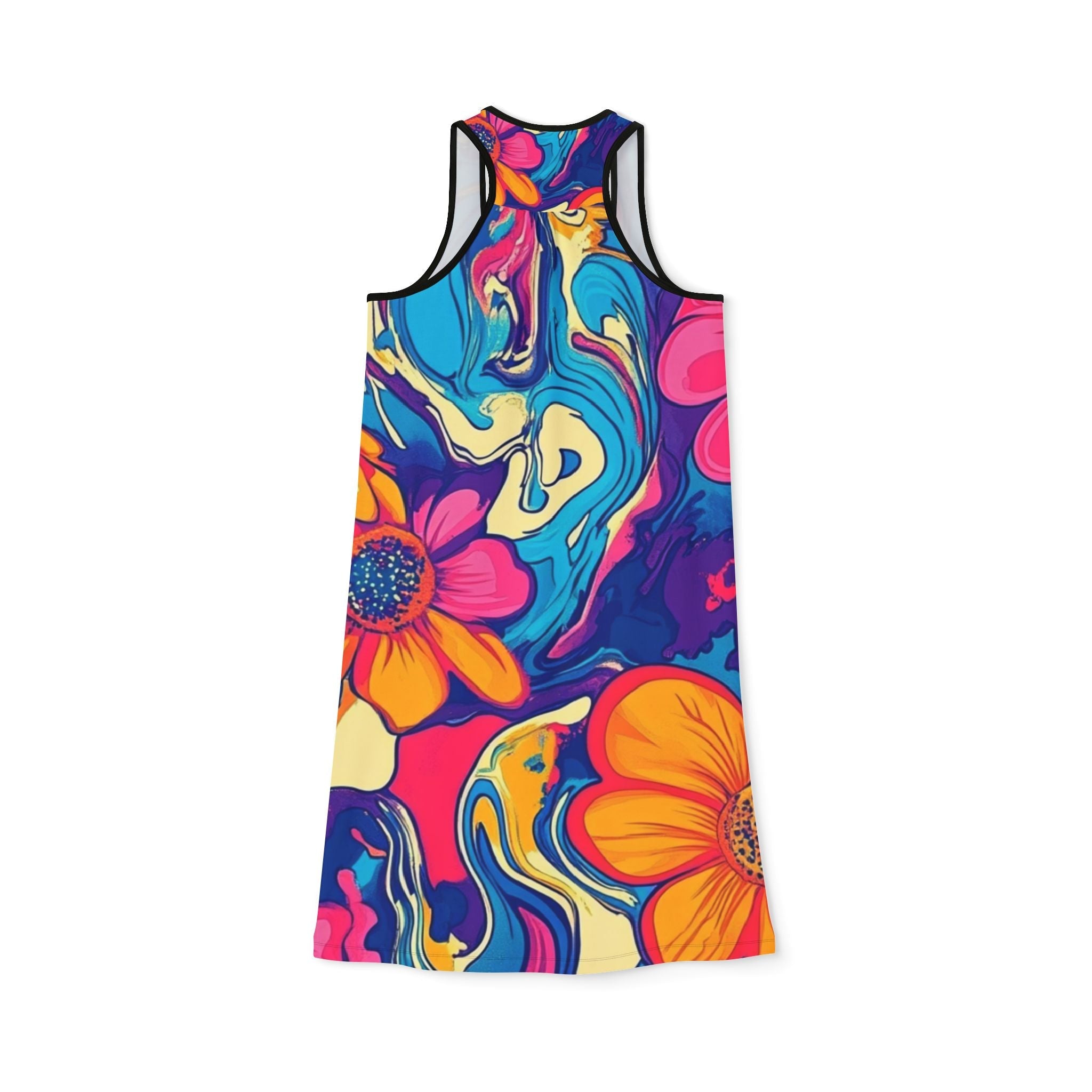 Vibrant Psychedelic Floral Tank Dress, Artsulli - Art is Long, Life is Short, Tank Top, , , , , , , 