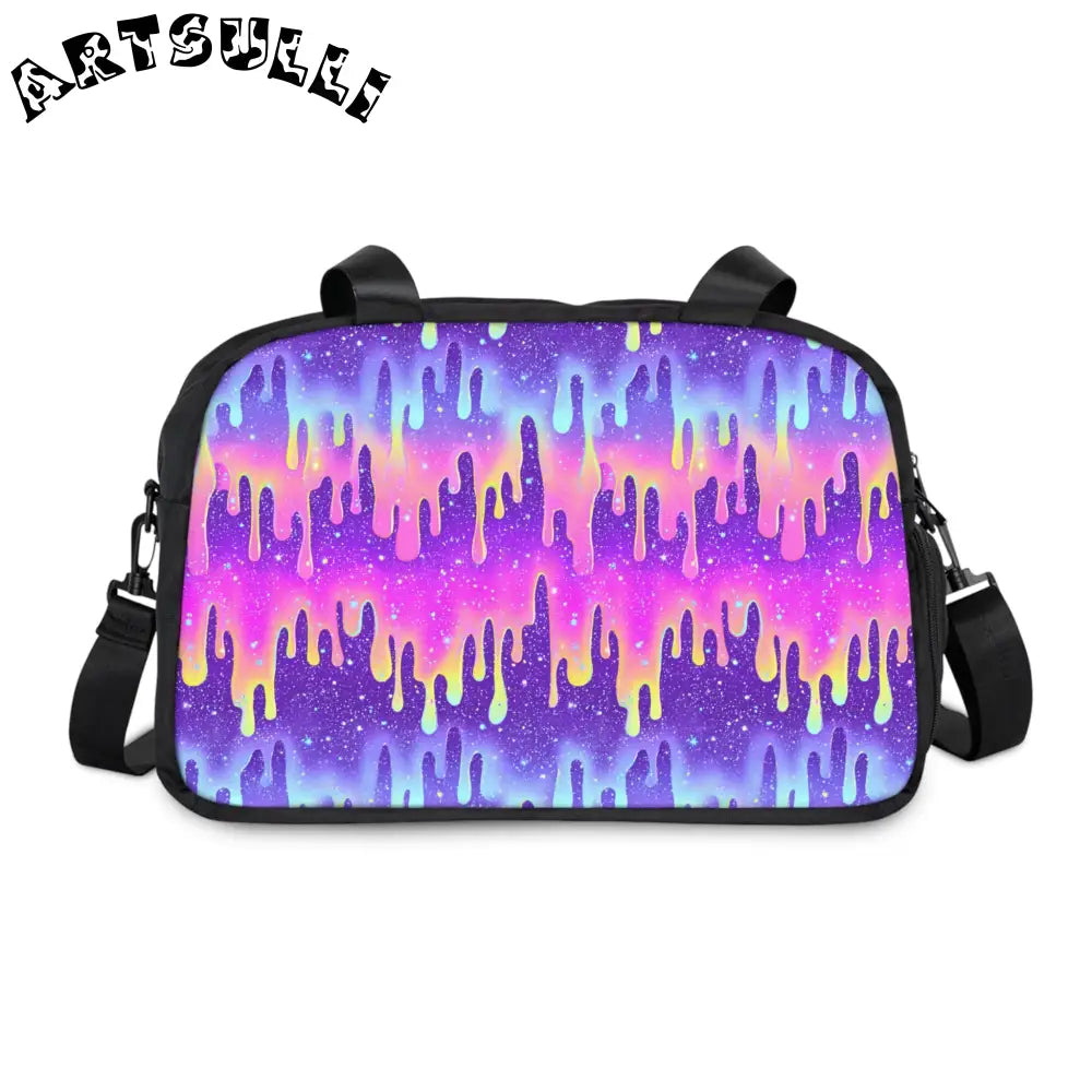 Vibrant Rainbow Drip Fitness Handbag, Artsulli - Art is Long, Life is Short, Bags, Size, 12.4" x 13.3", Color, Black, , , 39045214504242046715
