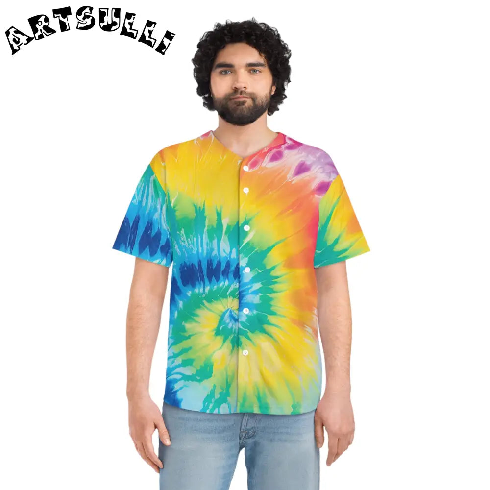 Vibrant Rainbow Tie Dye Baseball Tee, Artsulli - Art is Long, Life is Short, All Over Prints, , , , , , , 