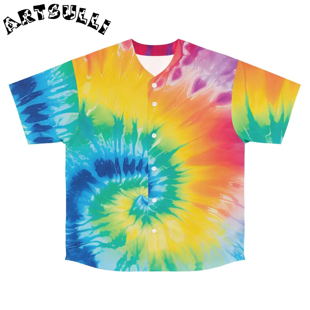 Vibrant Rainbow Tie Dye Baseball Tee, Artsulli - Art is Long, Life is Short, All Over Prints, Size, S, Color, Seam thread color automatically matched to design, , , 22104873796641468055