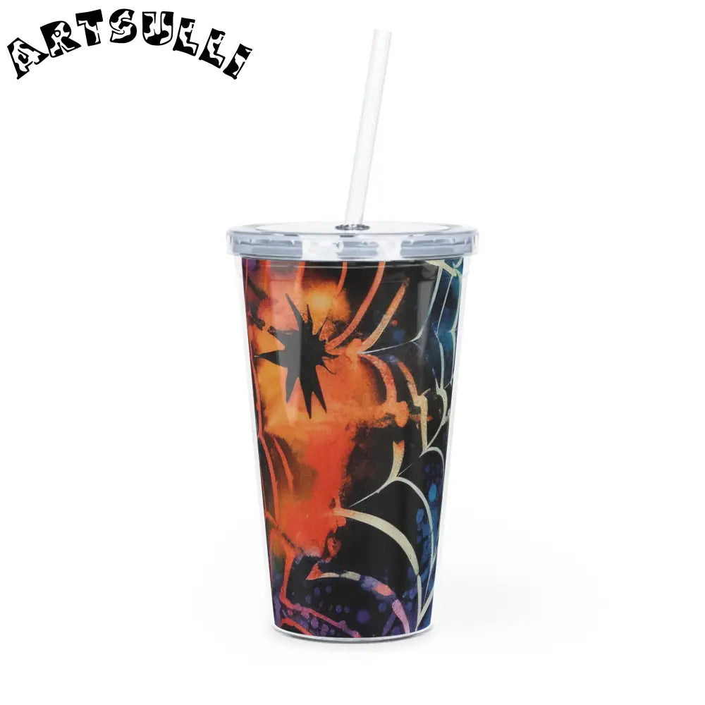 Vibrant Spider Web Plastic Tumbler, Artsulli - Art is Long, Life is Short, Mug, Size, 20oz, Color, Transparent, , , 19495889001946723659