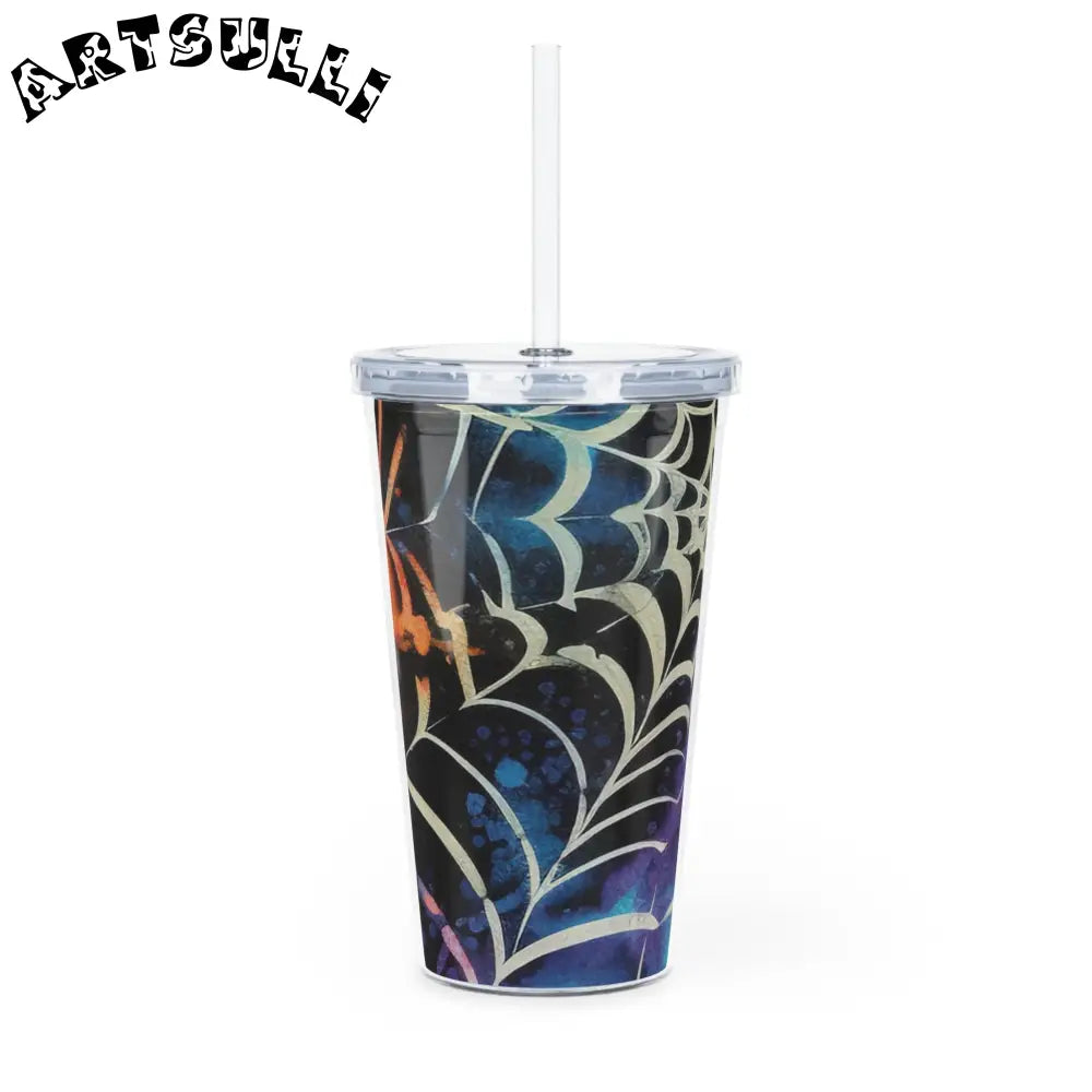 Vibrant Spider Web Plastic Tumbler, Artsulli - Art is Long, Life is Short, Mug, , , , , , , 
