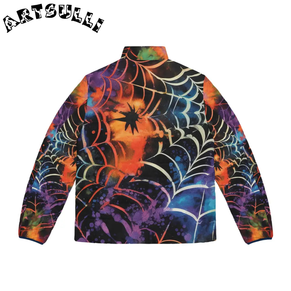 Vibrant Spider Web Puffer Jacket, Artsulli - Art is Long, Life is Short, All Over Prints, , , , , , , 