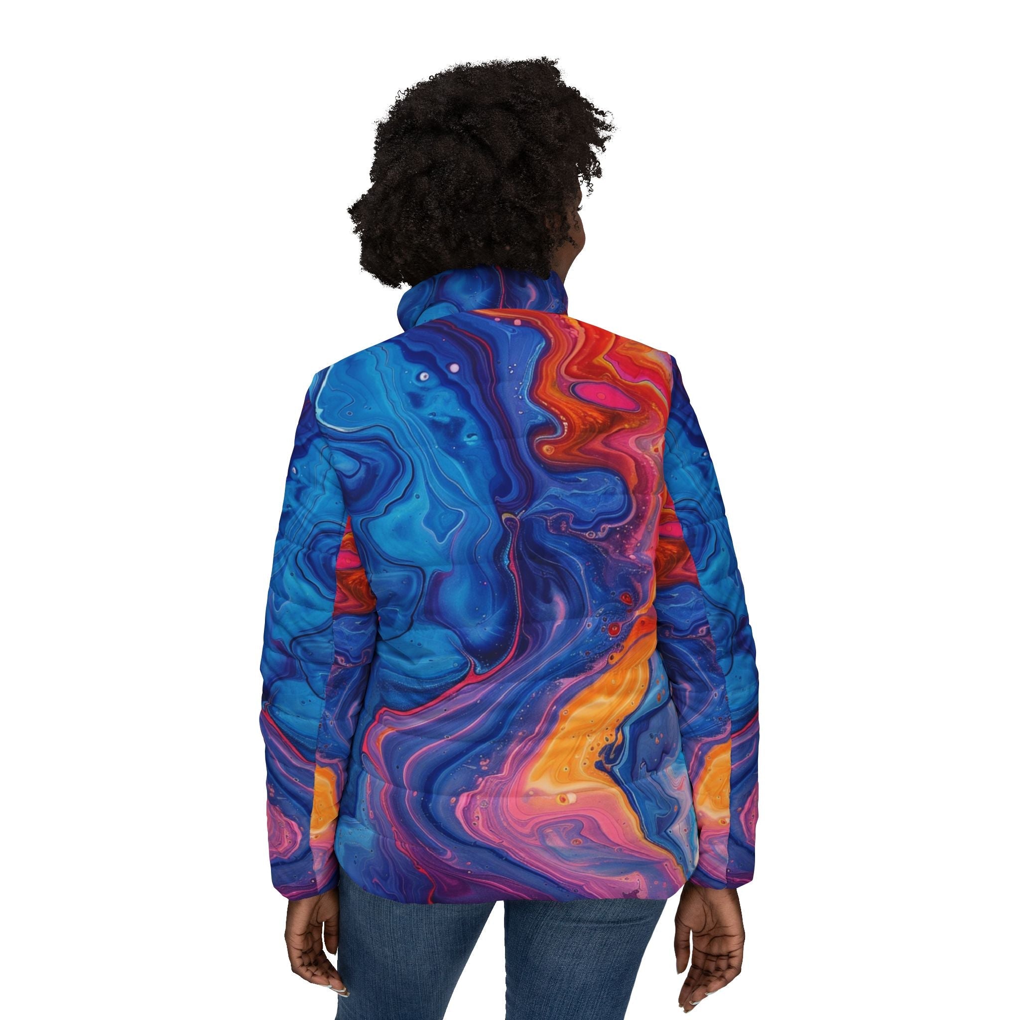 Vibrant Swirl Puffer Jacket, Artsulli - Art is Long, Life is Short, All Over Prints, , , , , , , 