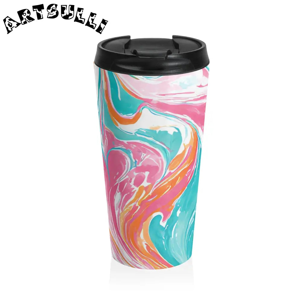 Vibrant Swirl Stainless Steel Mug, Artsulli - Art is Long, Life is Short, Mug, Size, 15oz, , , , , 19736731331093343712