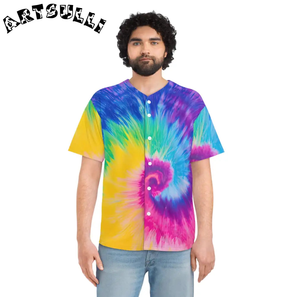Vibrant Swirl Tie Dye Baseball Tee, Artsulli - Art is Long, Life is Short, All Over Prints, , , , , , , 