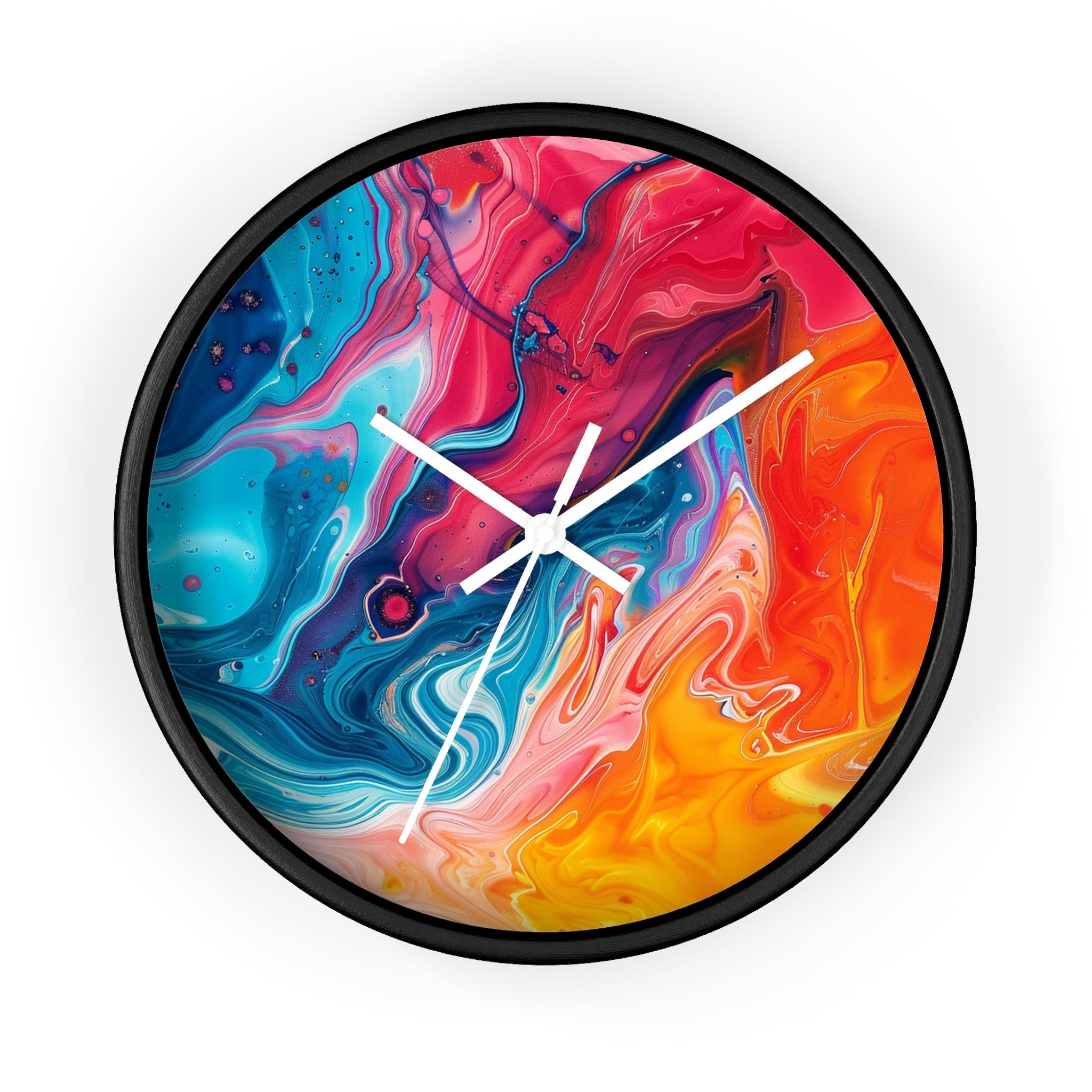 Vibrant Swirling Abstract Wall Clock, Artsulli - Art is Long, Life is Short, Home Decor, Color, Black Base, Hands, White, Size, 10", 21088710529582971537