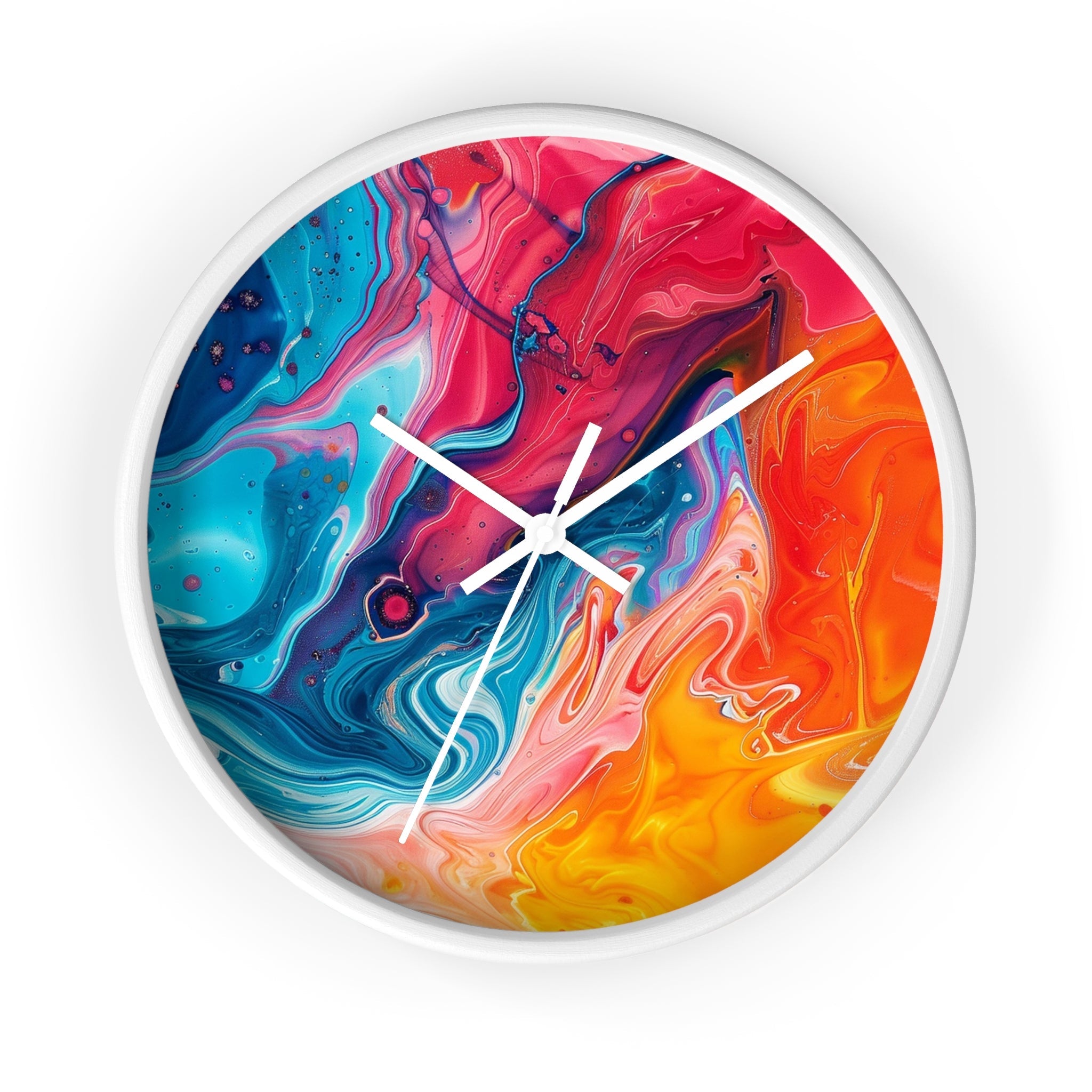 Vibrant Swirling Abstract Wall Clock, Artsulli - Art is Long, Life is Short, Home Decor, Color, White Base, Hands, White, Size, 10", 31812563323701669747