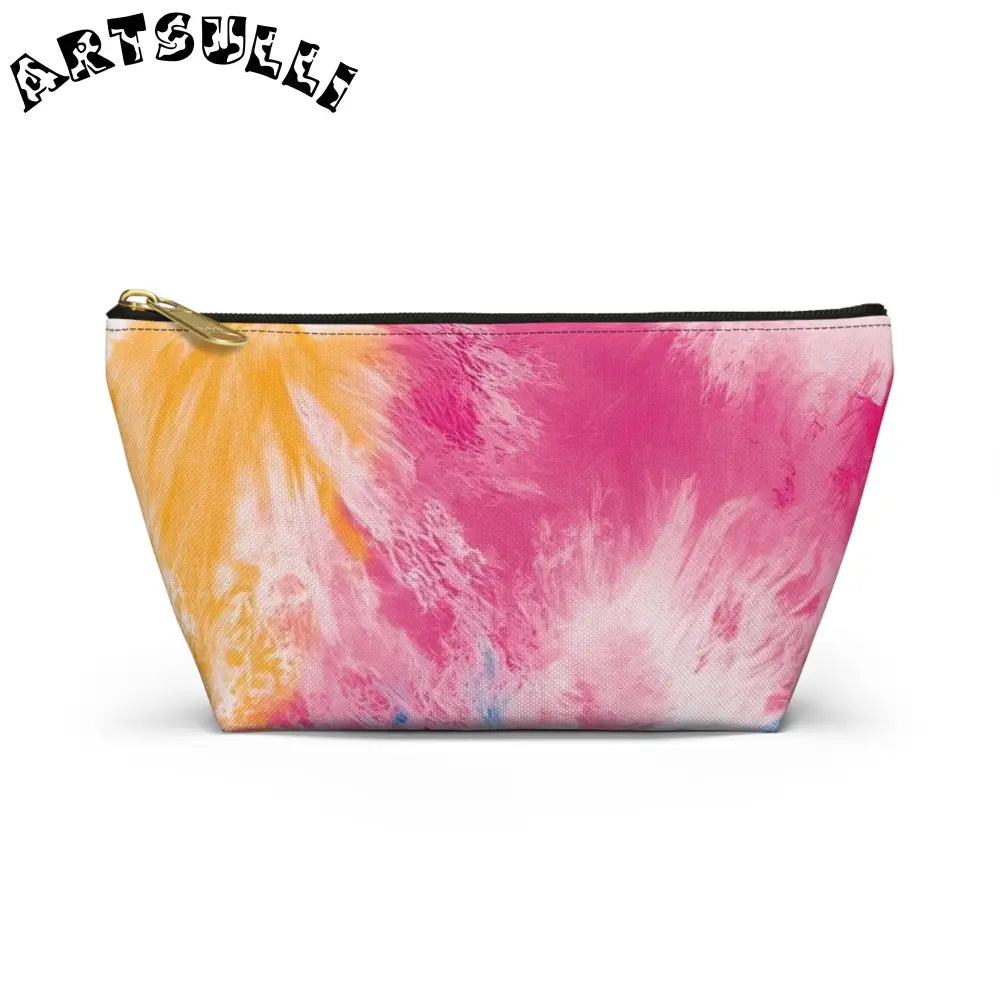 Vibrant Tie-Dye Cosmetic Bag, Artsulli - Art is Long, Life is Short, Bags, Size, Small, Color, Black zipper, , , 81704376260818976868