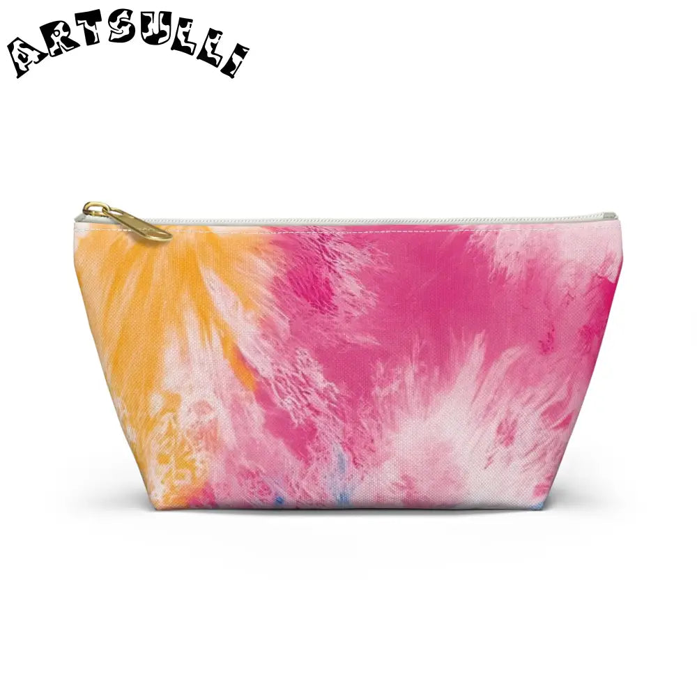 Vibrant Tie-Dye Cosmetic Bag, Artsulli - Art is Long, Life is Short, Bags, Size, Small, Color, White zipper, , , 19101139123968091070