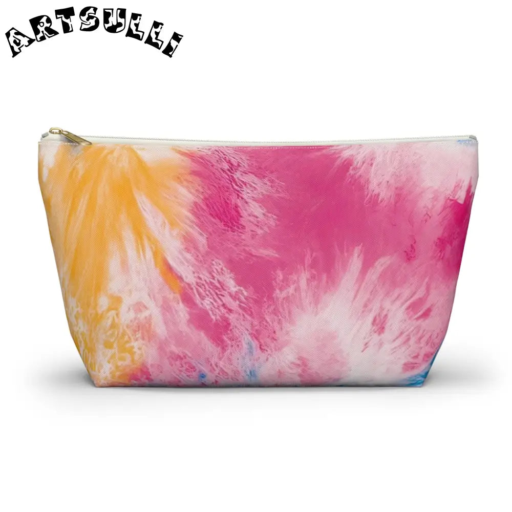 Vibrant Tie-Dye Cosmetic Bag, Artsulli - Art is Long, Life is Short, Bags, Size, Large, Color, White zipper, , , 21522286148905661421