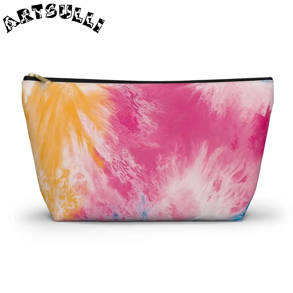 Vibrant Tie-Dye Cosmetic Bag, Artsulli - Art is Long, Life is Short, Bags, Size, Large, Color, Black zipper, , , 10679906216157593953