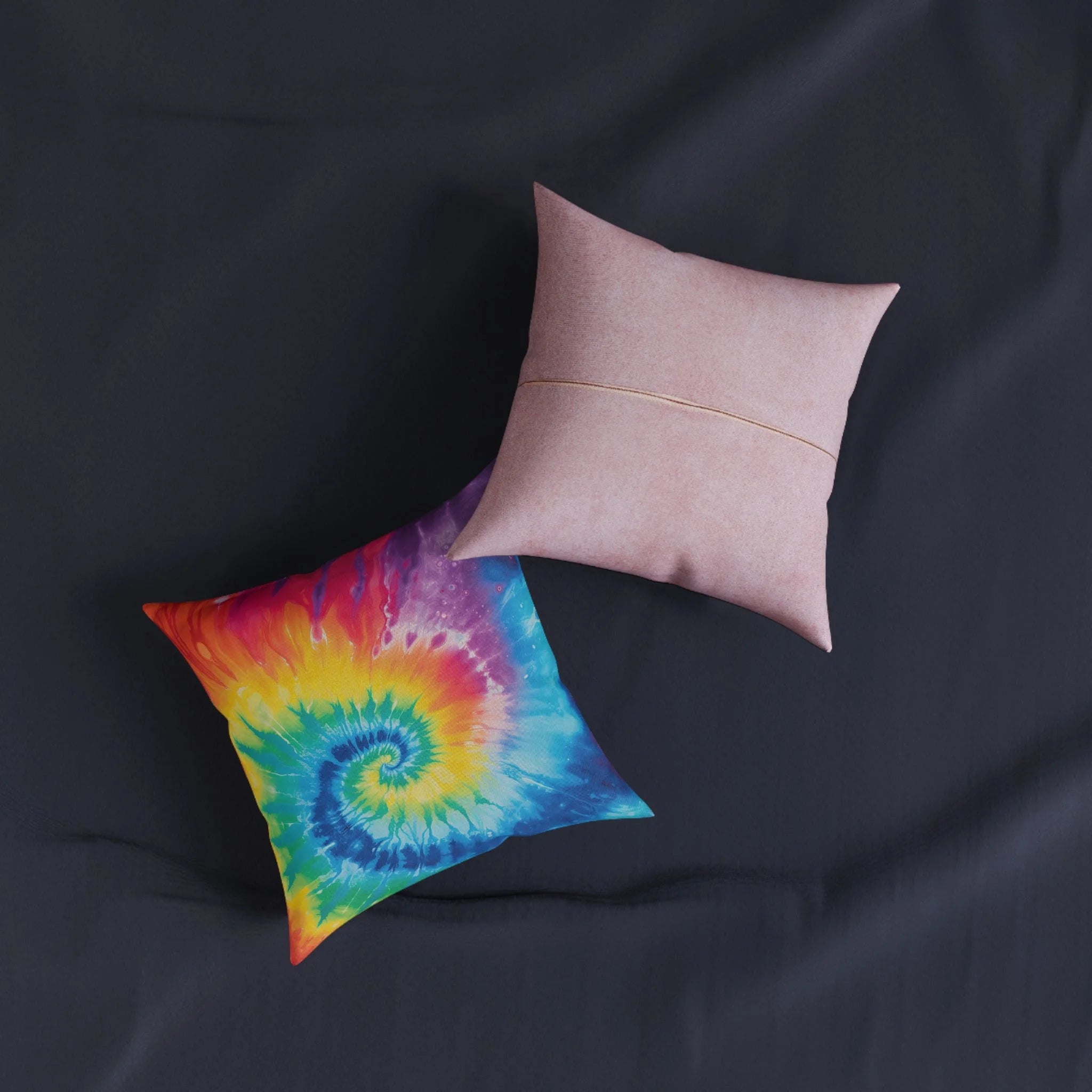 Vibrant Tie Dye Faux Suede Square Pillow, Artsulli - Art is Long, Life is Short, Home Decor, , , , , , , 