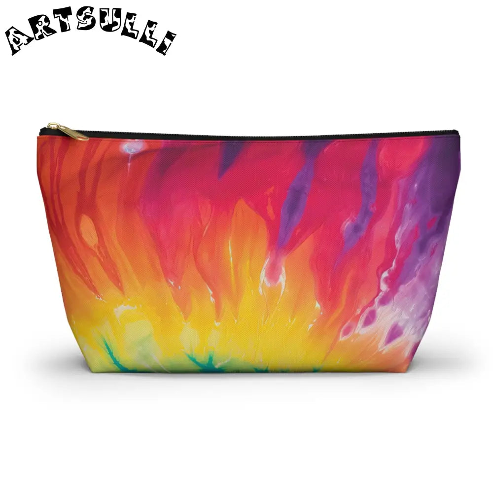 Vibrant Tie Dye Pouch, Artsulli - Art is Long, Life is Short, Bags, Size, Large, Color, Black zipper, , , 11060944581953548520