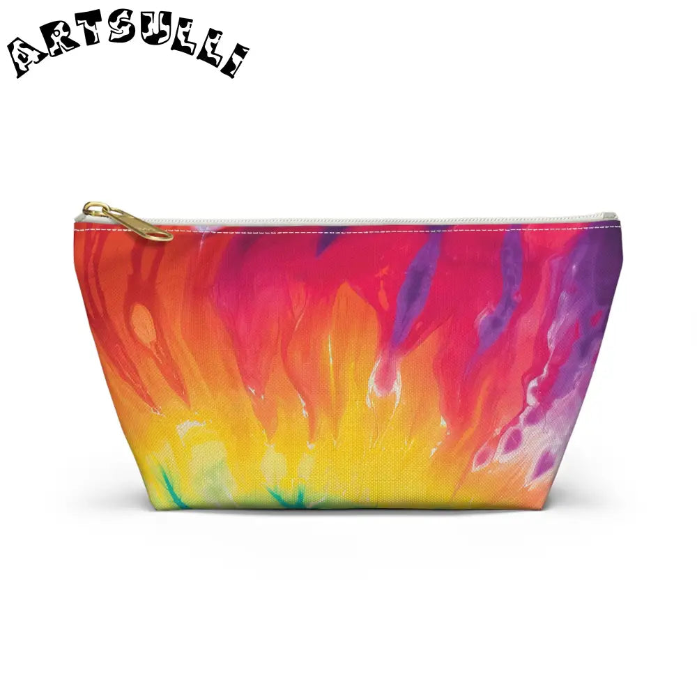 Vibrant Tie Dye Pouch, Artsulli - Art is Long, Life is Short, Bags, Size, Small, Color, White zipper, , , 18897567744189405242