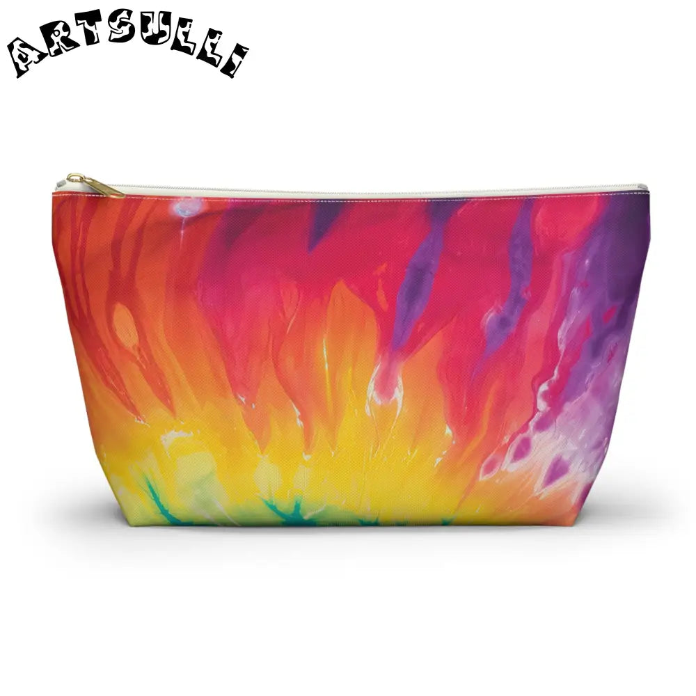 Vibrant Tie Dye Pouch, Artsulli - Art is Long, Life is Short, Bags, Size, Large, Color, White zipper, , , 27024685657378330486