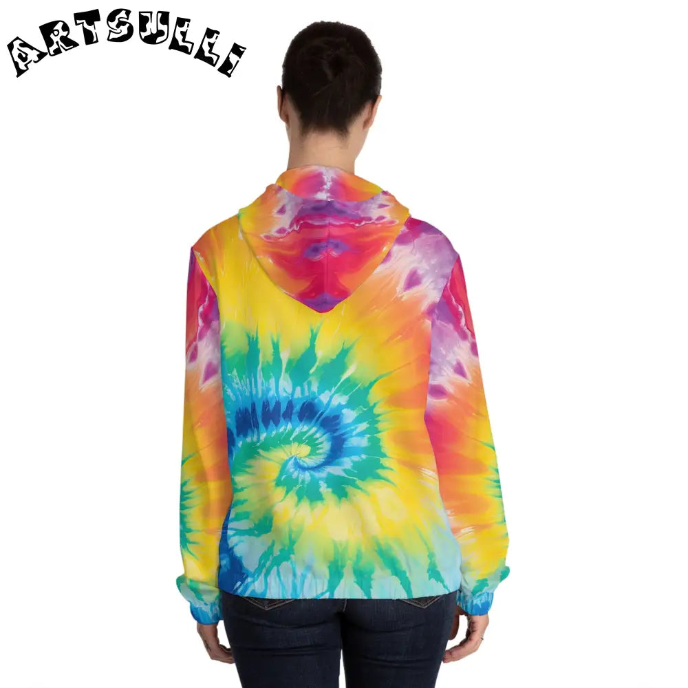 Vibrant Tie Dye Womens Zip Hoodie, Artsulli - Art is Long, Life is Short, All Over Prints, , , , , , , 
