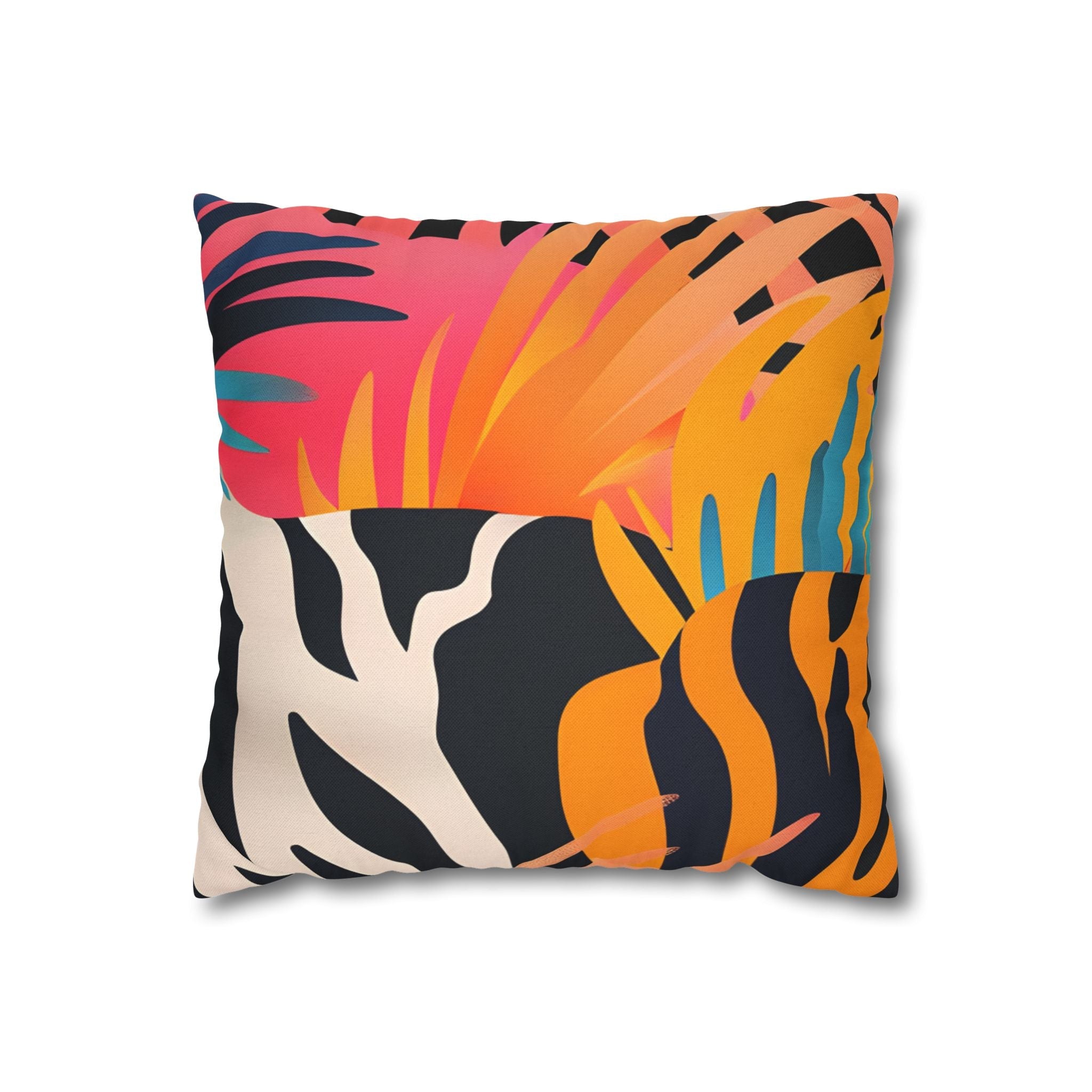 Vibrant Tropical and Animal Print Pillow, Artsulli - Art is Long, Life is Short, Home Decor, Size, 14" × 14", , , , , 77010527055015591485