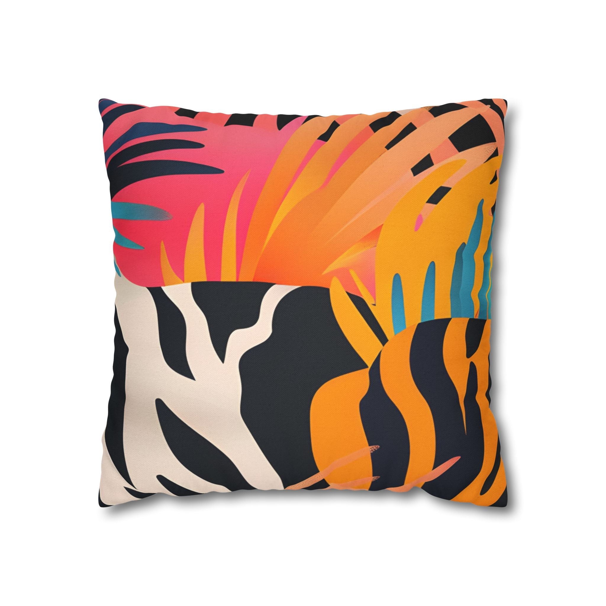 Vibrant Tropical and Animal Print Pillow, Artsulli - Art is Long, Life is Short, Home Decor, Size, 16" × 16", , , , , 17677358714485150304