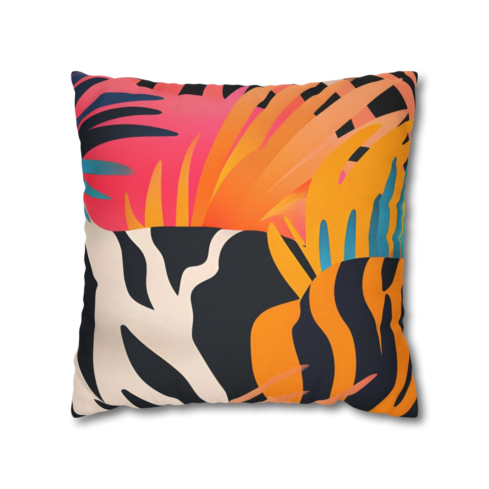 Vibrant Tropical and Animal Print Pillow, Artsulli - Art is Long, Life is Short, Home Decor, Size, 18" × 18", , , , , 33893663382918472976