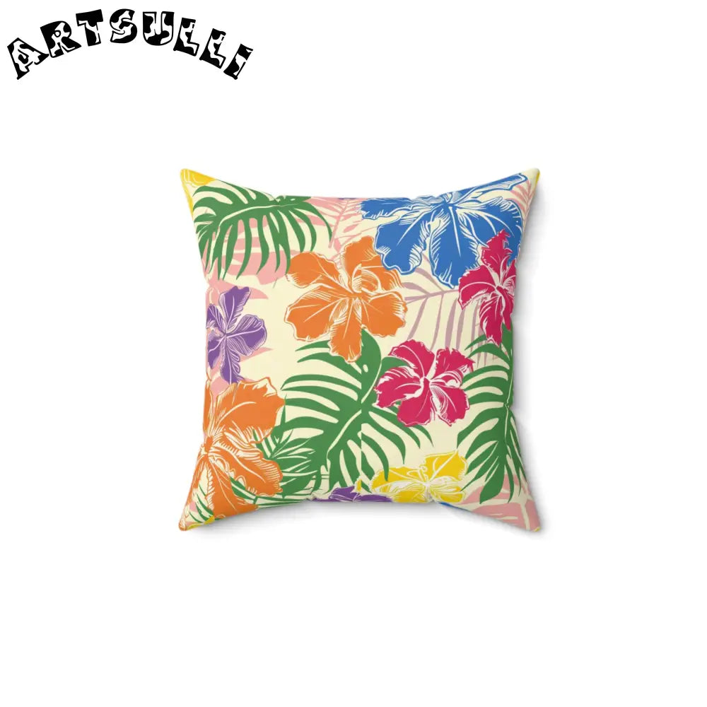 Vibrant Tropical Floral Throw Pillow, Artsulli - Art is Long, Life is Short, Home Decor, , , , , , , 