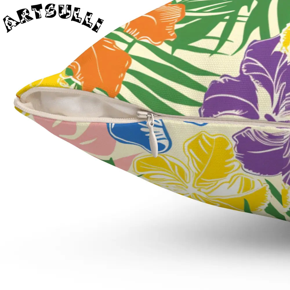 Vibrant Tropical Floral Throw Pillow, Artsulli - Art is Long, Life is Short, Home Decor, , , , , , , 