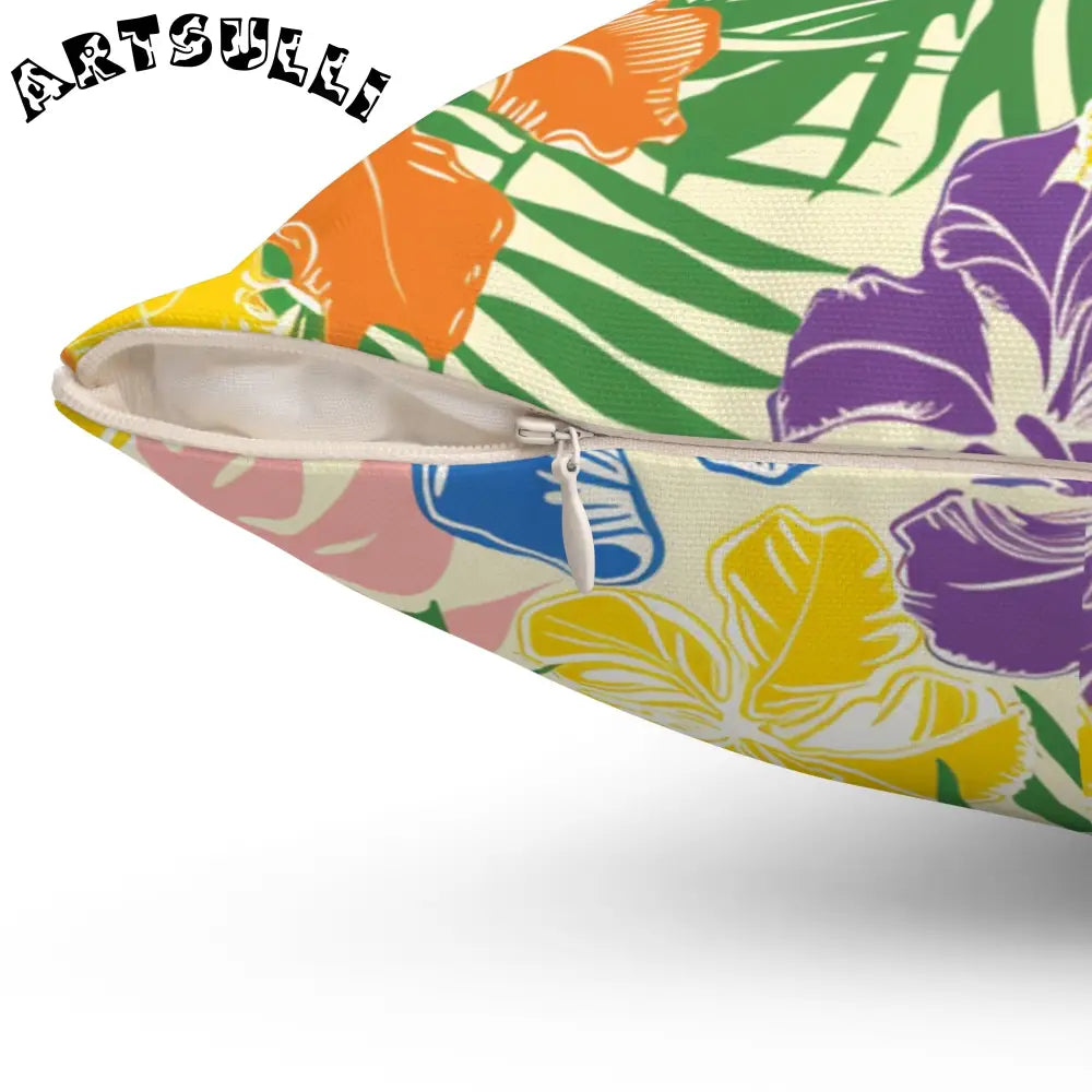 Vibrant Tropical Floral Throw Pillow, Artsulli - Art is Long, Life is Short, Home Decor, , , , , , , 