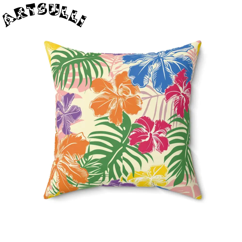 Vibrant Tropical Floral Throw Pillow, Artsulli - Art is Long, Life is Short, Home Decor, , , , , , , 
