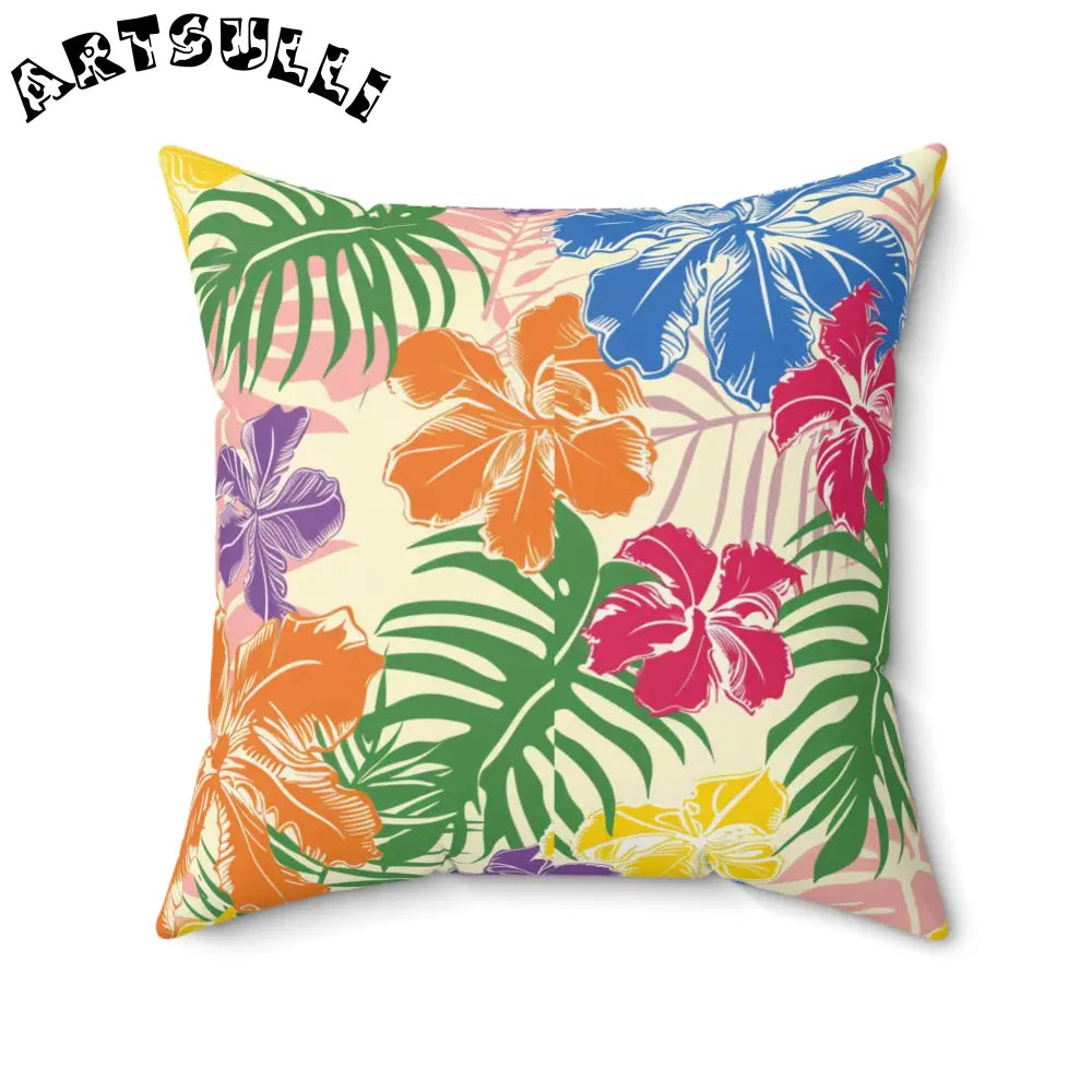 Vibrant Tropical Floral Throw Pillow, Artsulli - Art is Long, Life is Short, Home Decor, Size, 20" × 20", , , , , 89481919249599508803