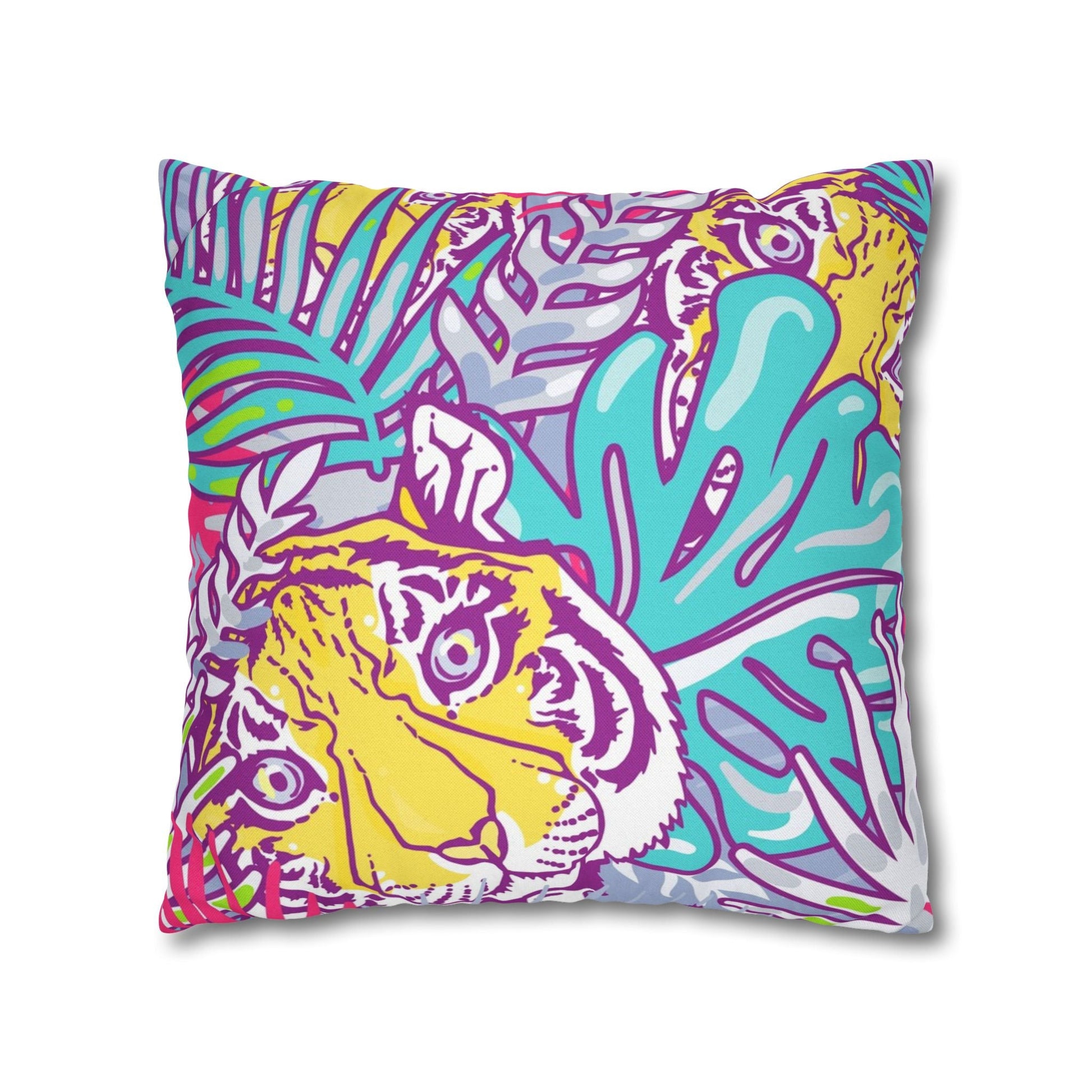 Vibrant Tropical Tiger Pillow, Artsulli - Art is Long, Life is Short, Home Decor, , , , , , , 